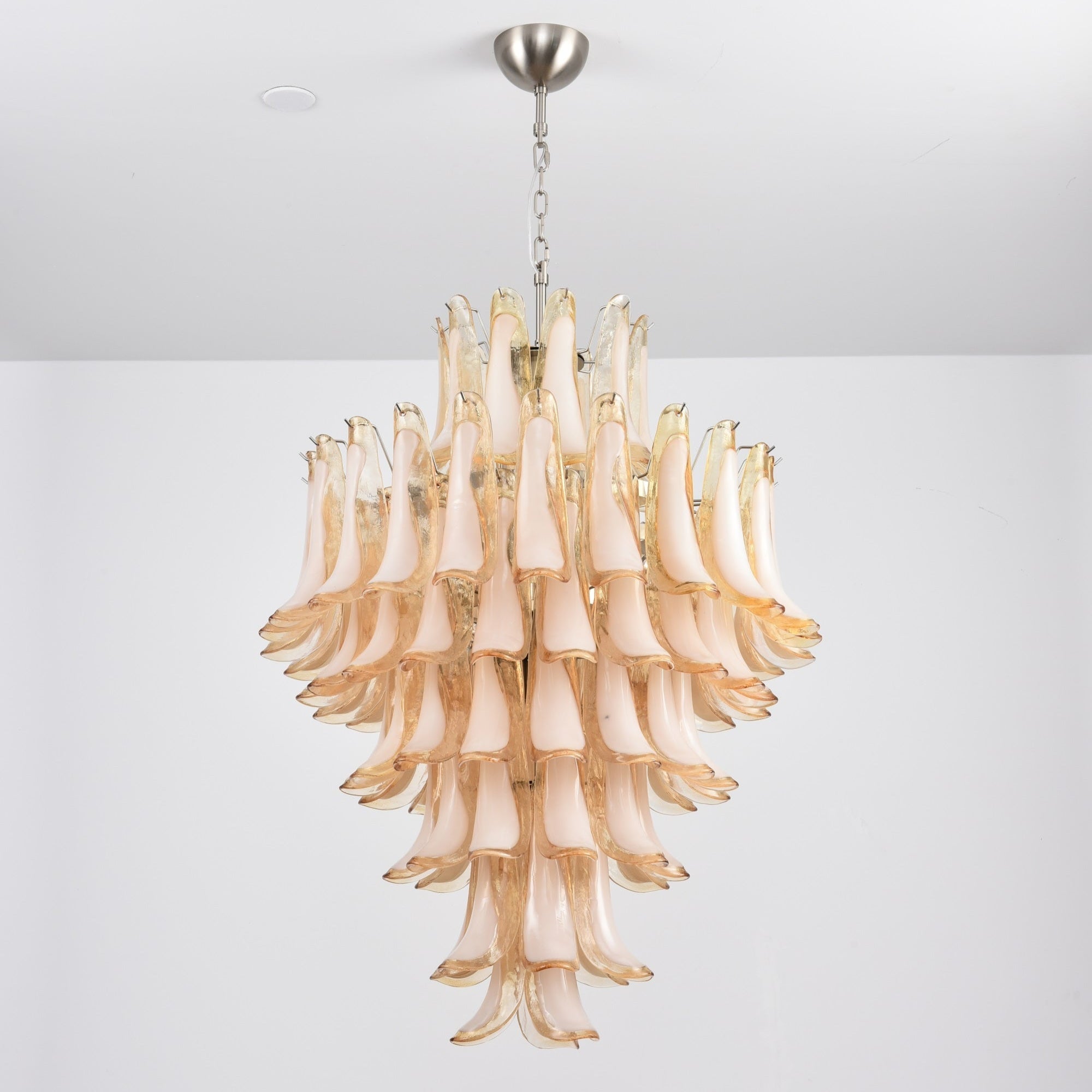 Aurora Chandelier Amber Murano Glass Petal Layered Luxury - Blowlighting