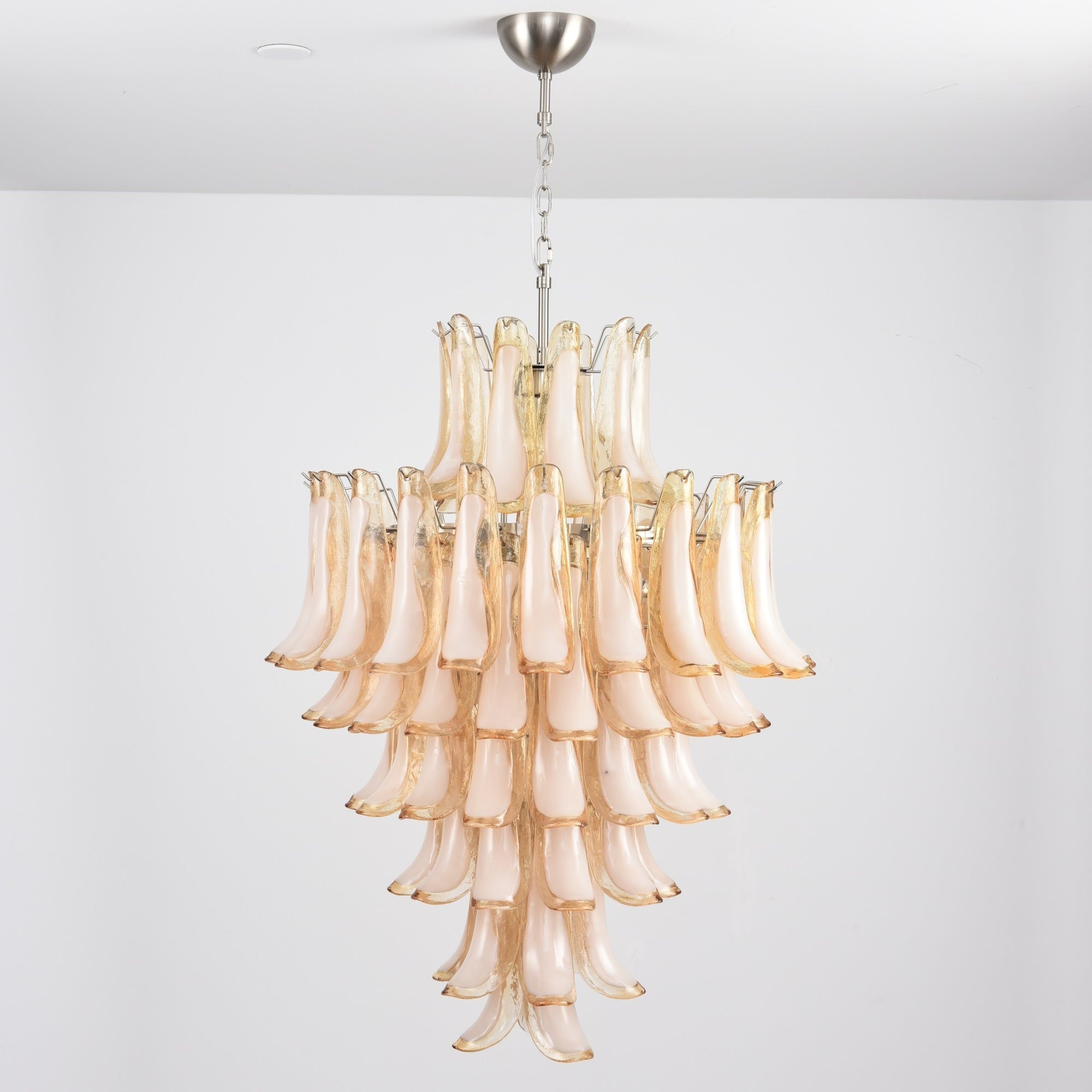 Aurora Chandelier Amber Murano Glass Petal Layered Luxury - Blowlighting