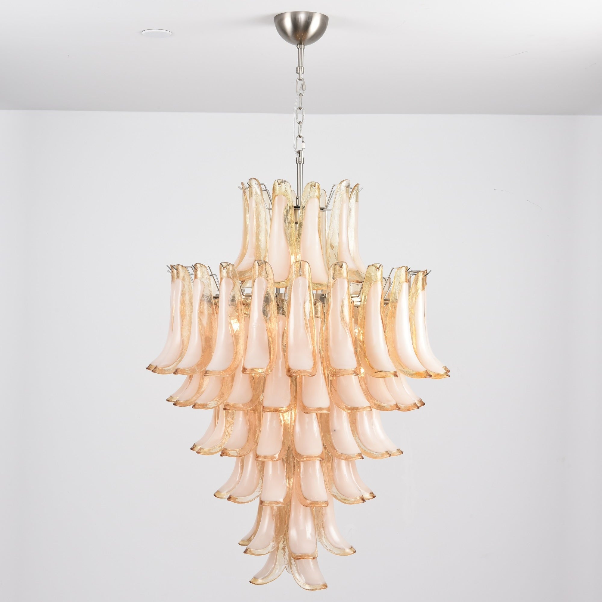 Aurora Chandelier Amber Murano Glass Petal Layered Luxury - Blowlighting