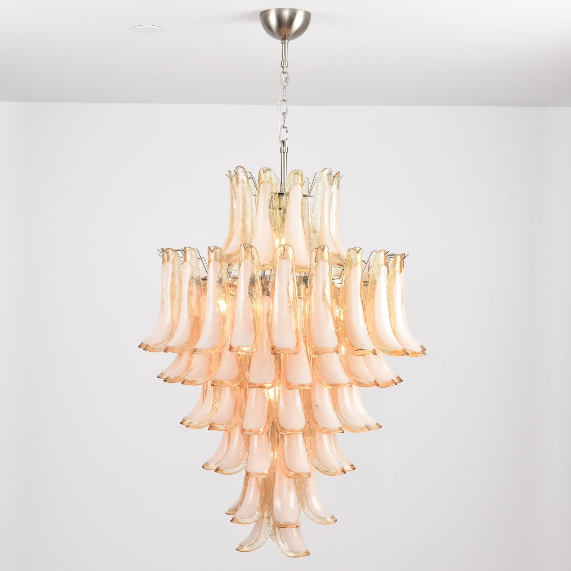 Aurora Chandelier Amber Murano Glass Petal Layered Luxury - Blowlighting