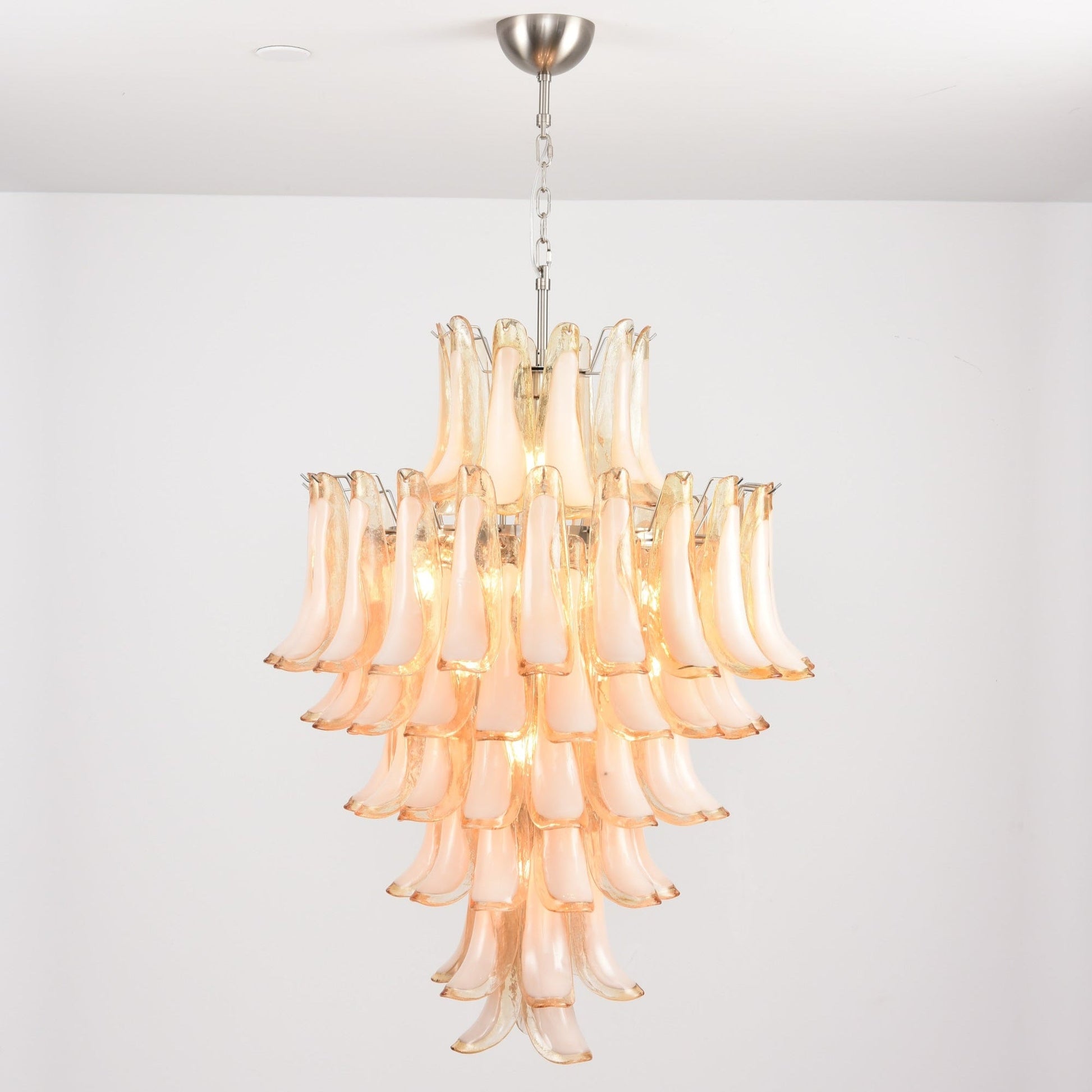 Aurora Chandelier Amber Murano Glass Petal Layered Luxury - Blowlighting