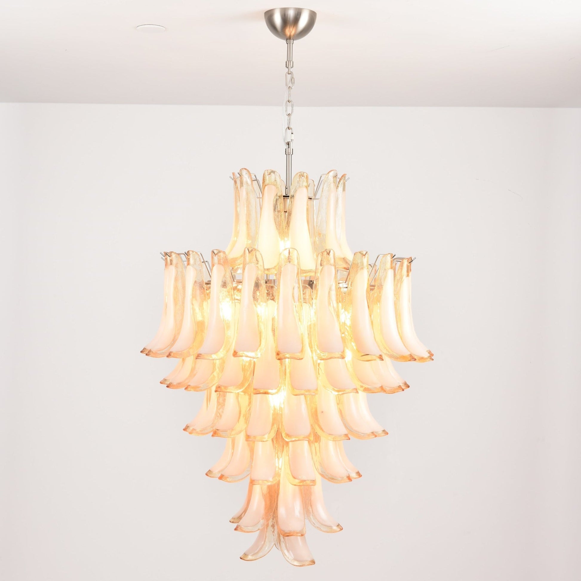 Aurora Chandelier Amber Murano Glass Petal Layered Luxury - Blowlighting