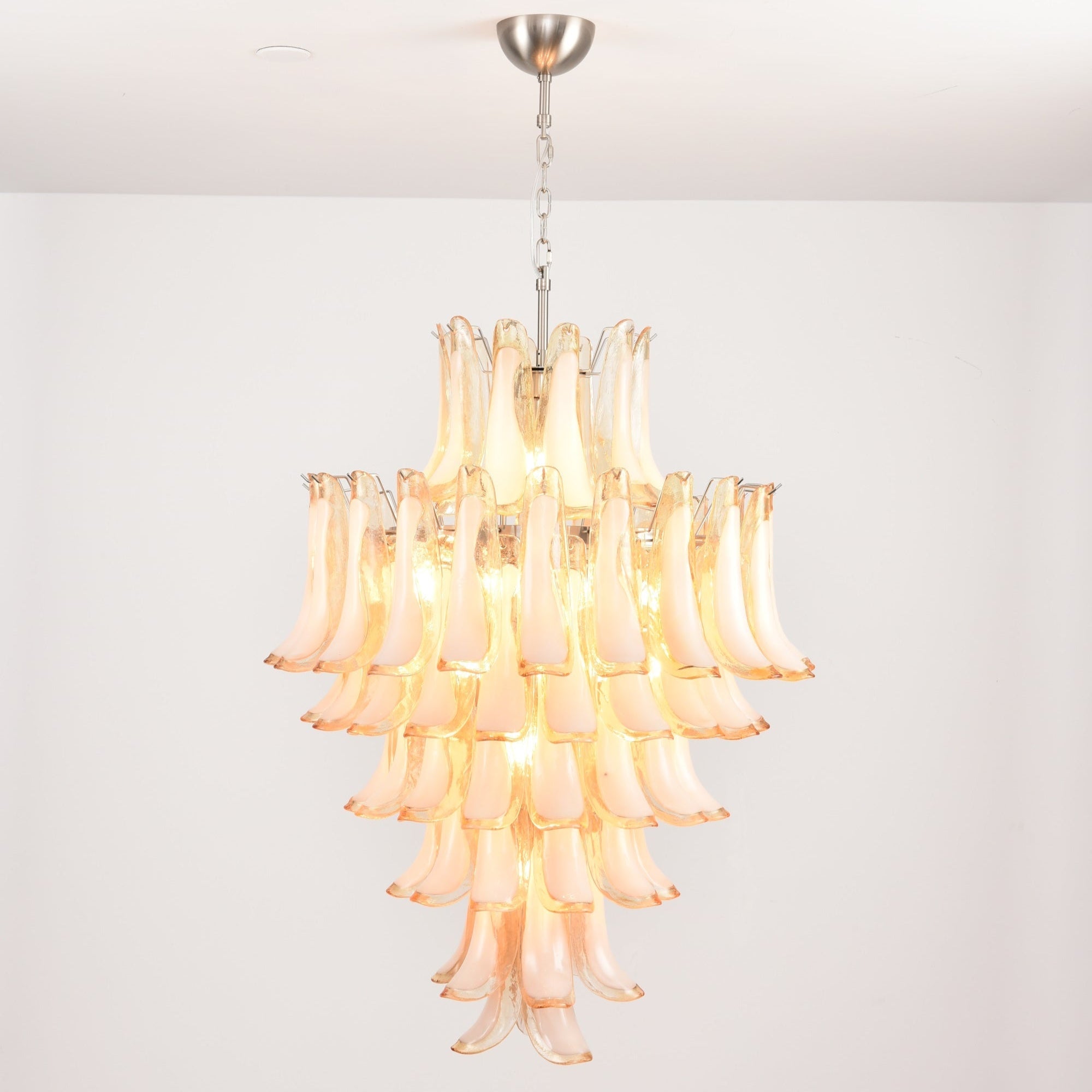 Aurora Chandelier Amber Murano Glass Petal Layered Luxury - Blowlighting