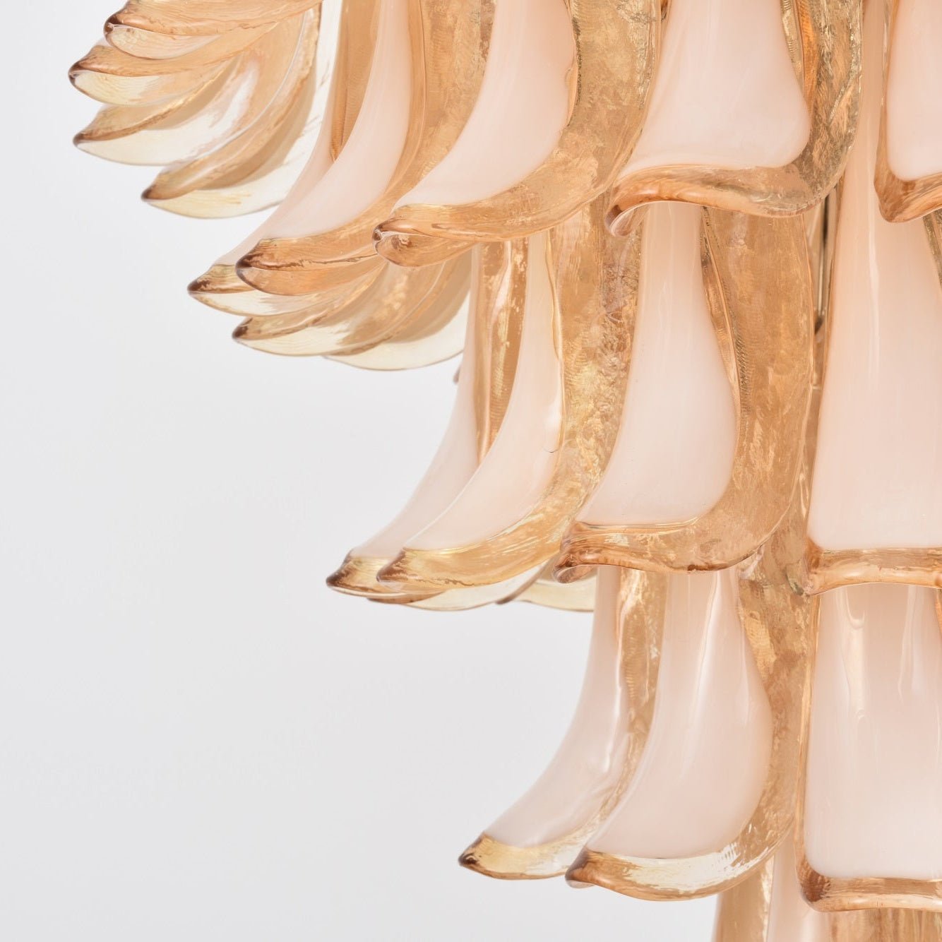 Aurora Chandelier Amber Murano Glass Petal Layered Luxury - Blowlighting