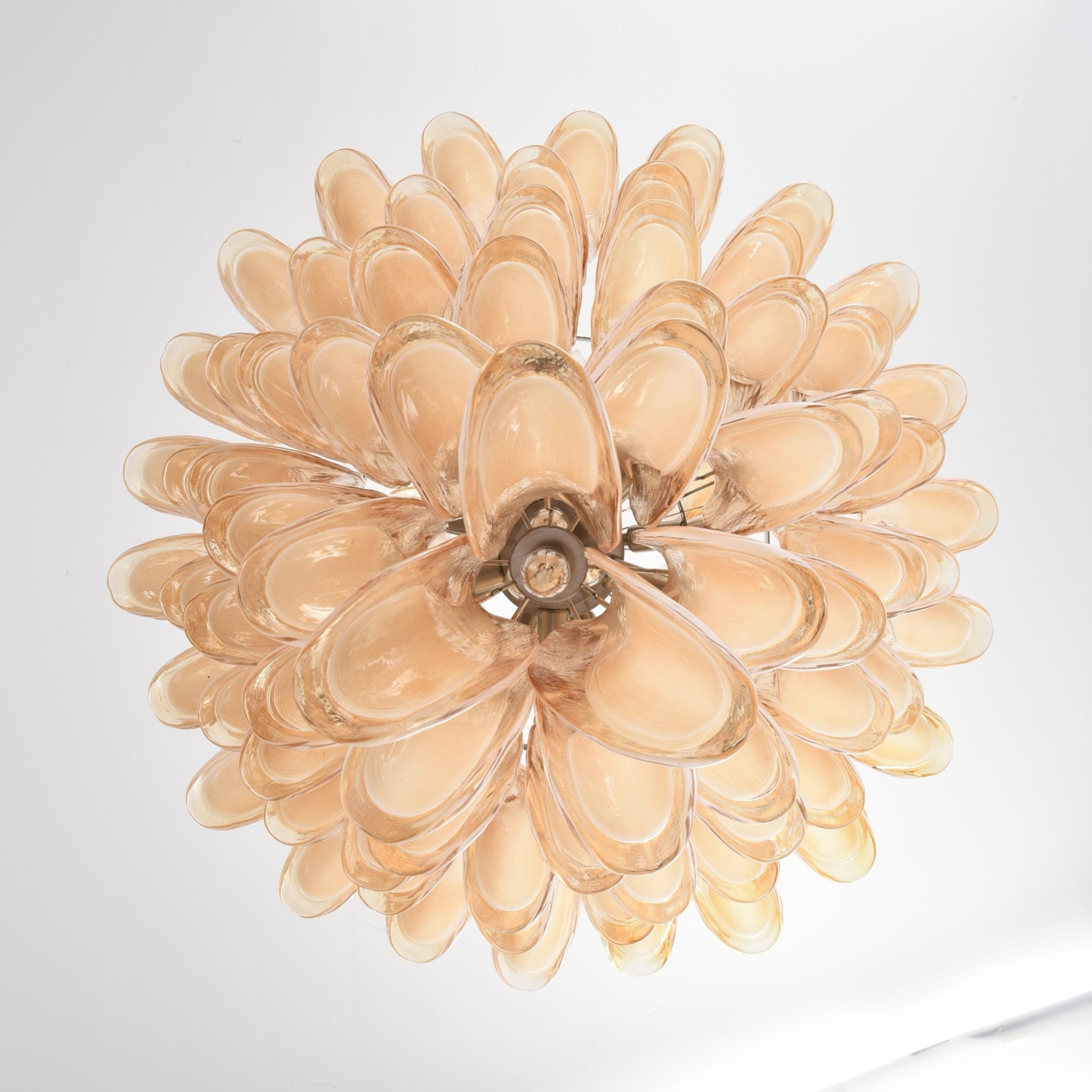 Aurora Chandelier Amber Murano Glass Petal Layered Luxury - Blowlighting