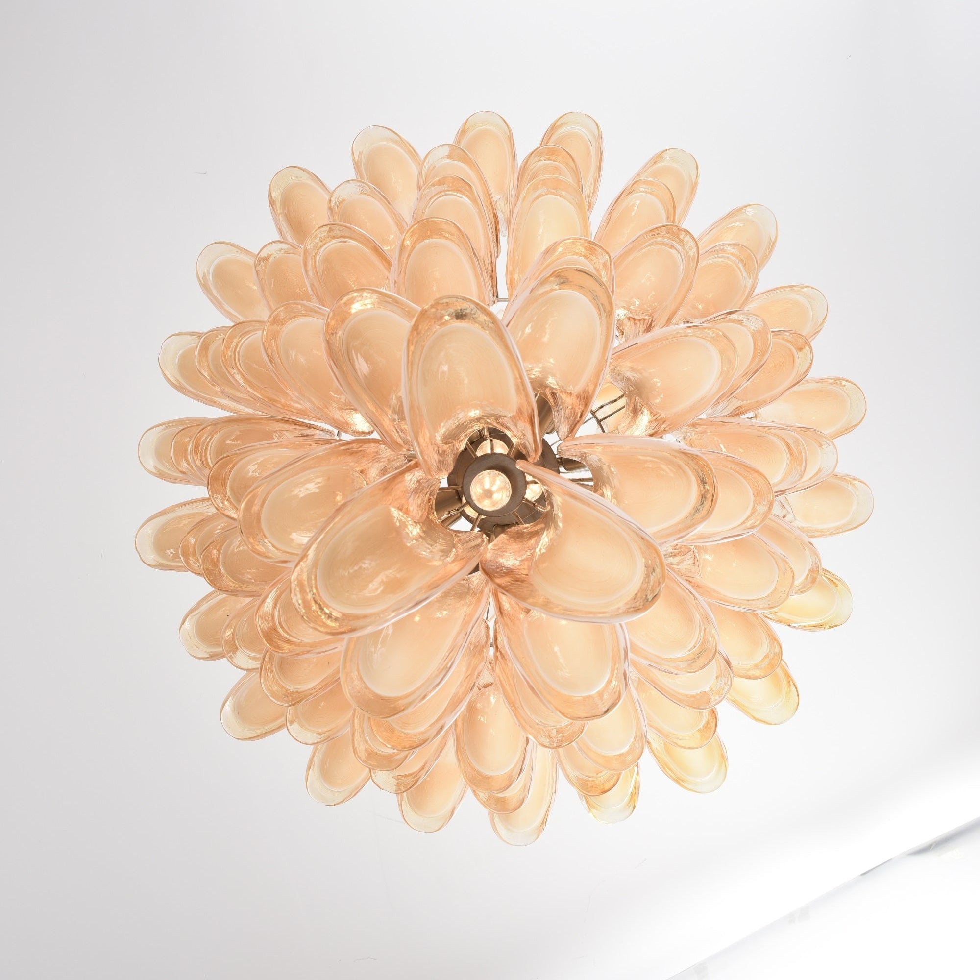 Aurora Chandelier Amber Murano Glass Petal Layered Luxury - Blowlighting