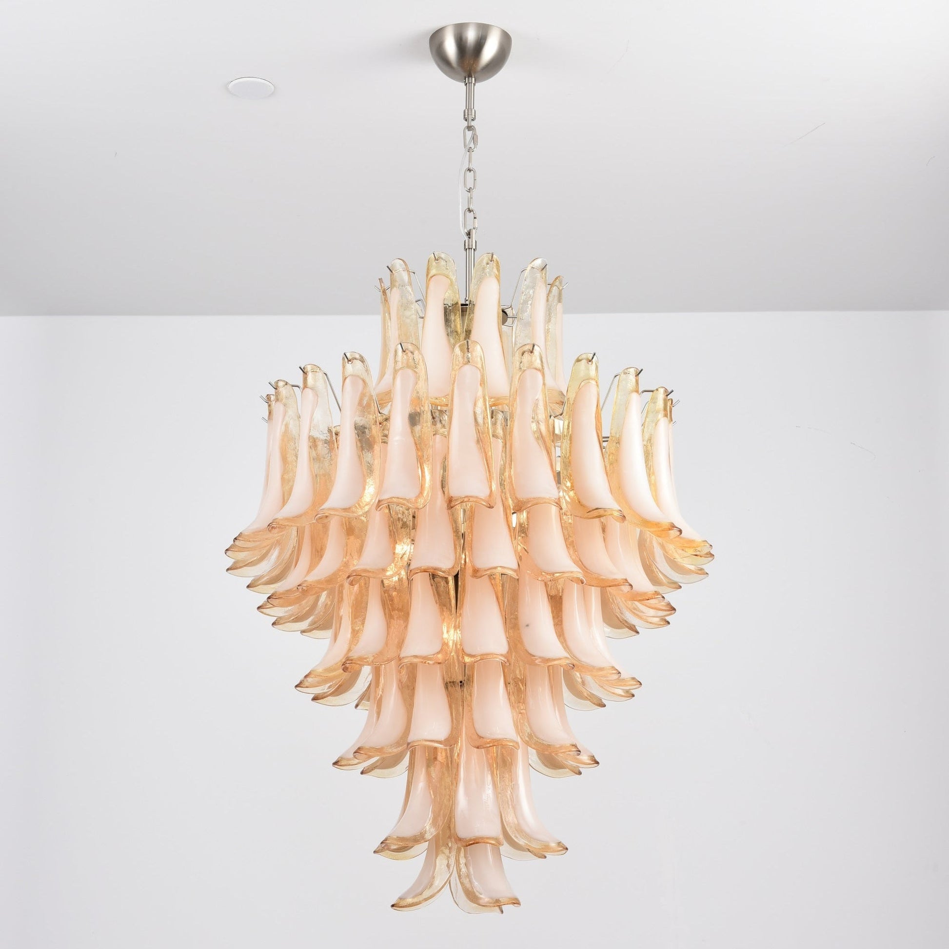 Aurora Chandelier Amber Murano Glass Petal Layered Luxury - Blowlighting