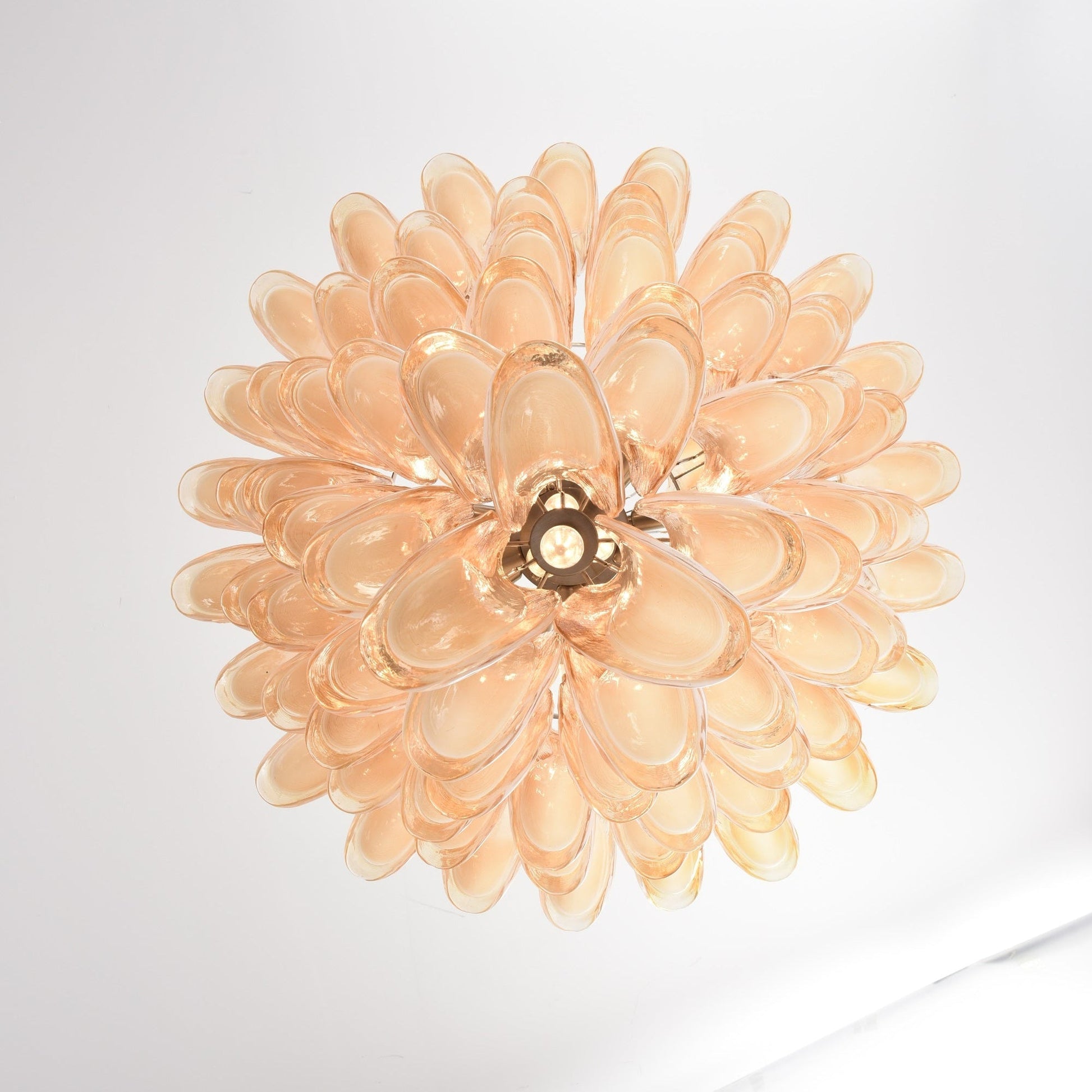 Aurora Chandelier Amber Murano Glass Petal Layered Luxury - Blowlighting