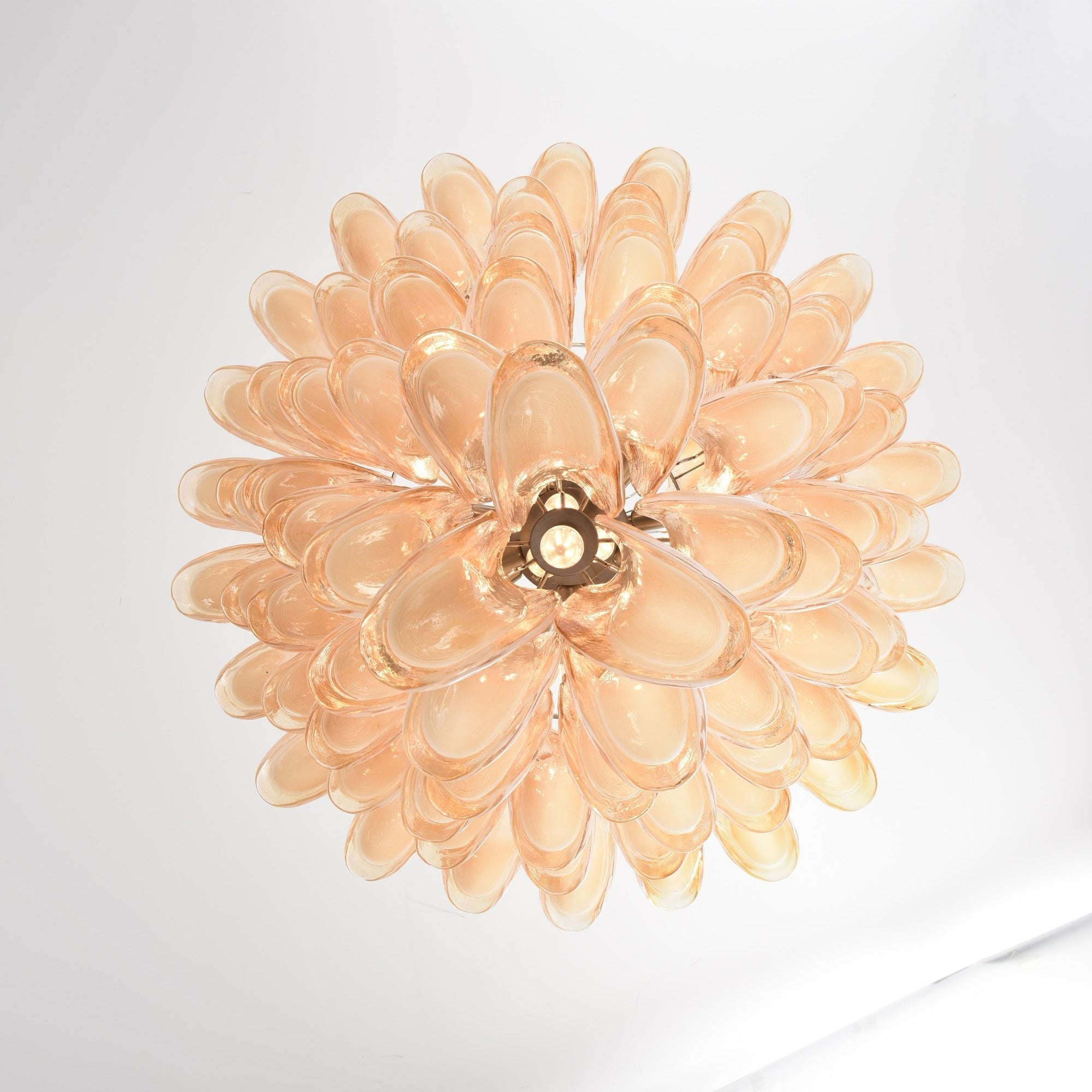 Aurora Chandelier Amber Murano Glass Petal Layered Luxury - Blowlighting