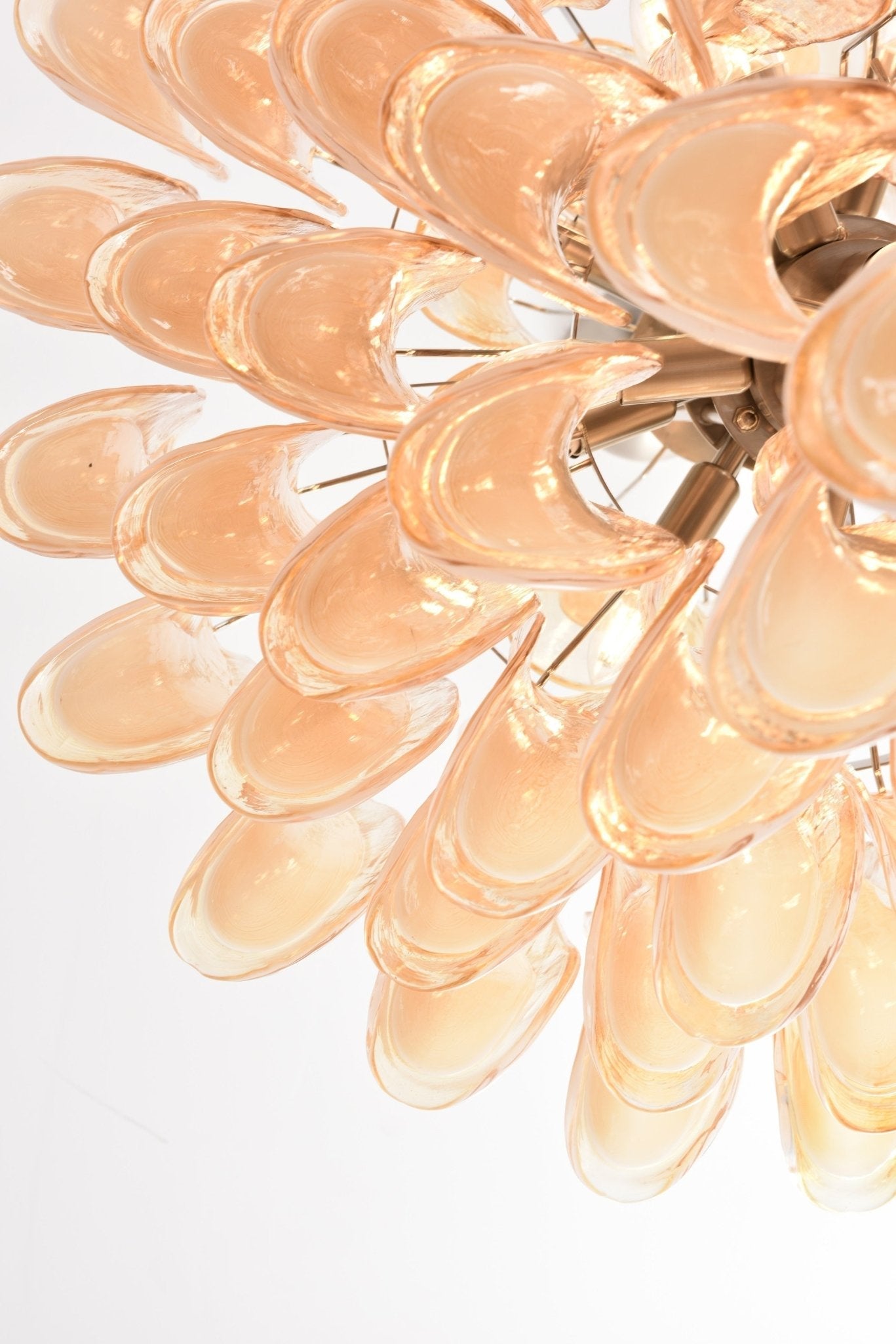 Aurora Chandelier Amber Murano Glass Petal Layered Luxury - Blowlighting