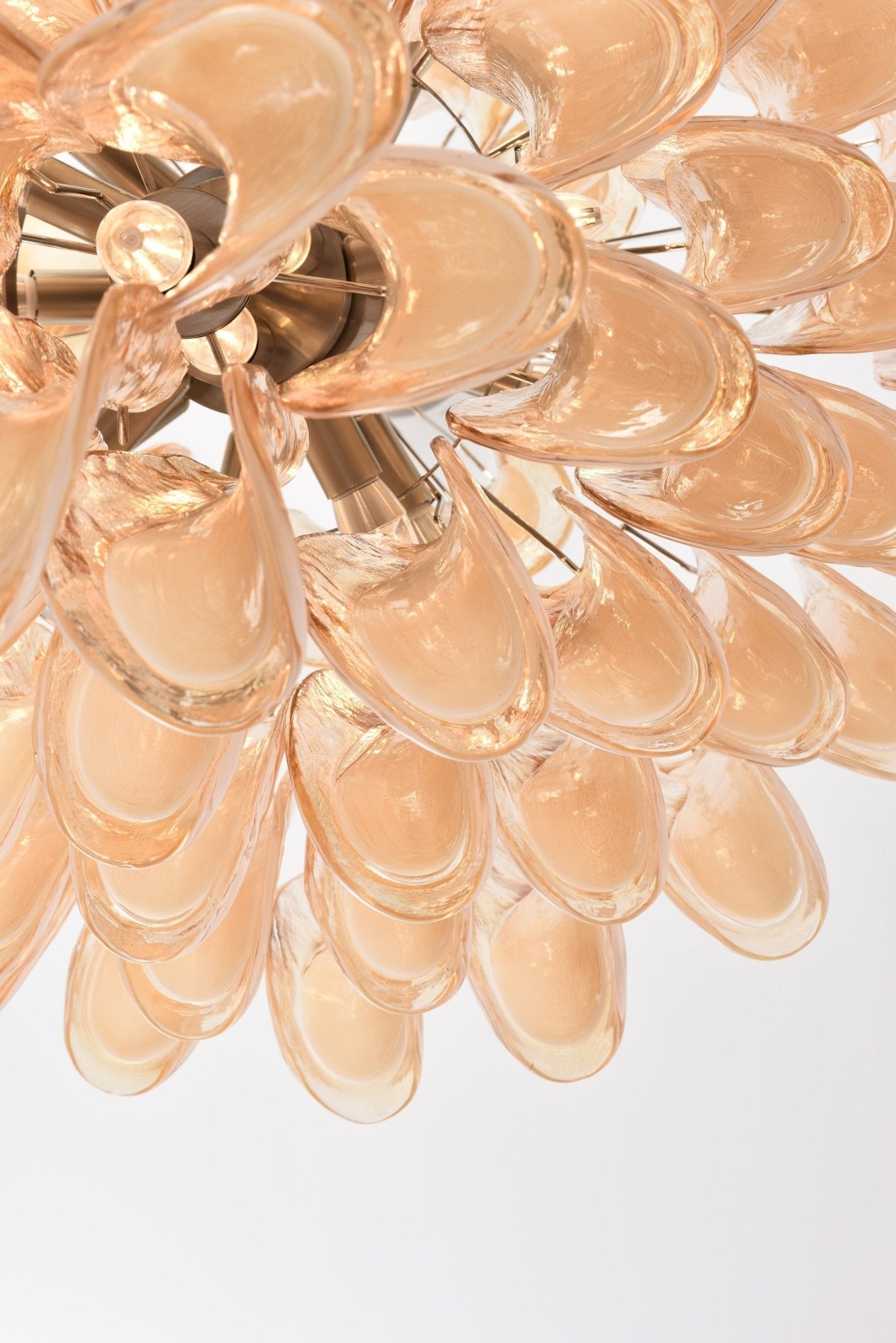 Aurora Chandelier Amber Murano Glass Petal Layered Luxury - Blowlighting