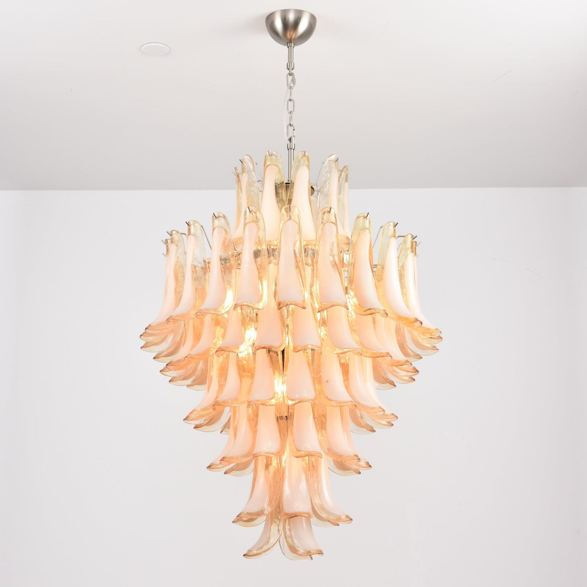 Aurora Chandelier Amber Murano Glass Petal Layered Luxury - Blowlighting