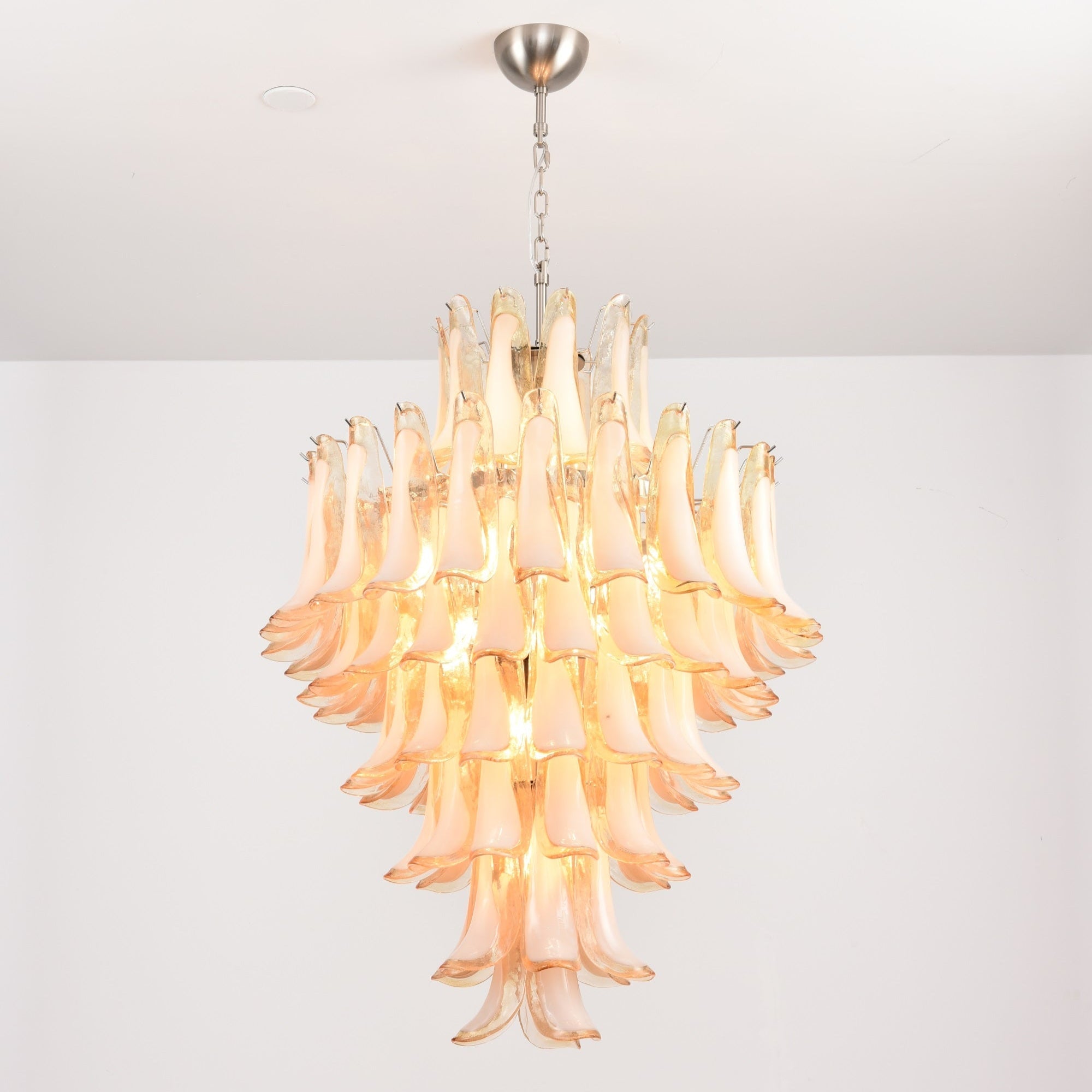 Aurora Chandelier Amber Murano Glass Petal Layered Luxury - Blowlighting