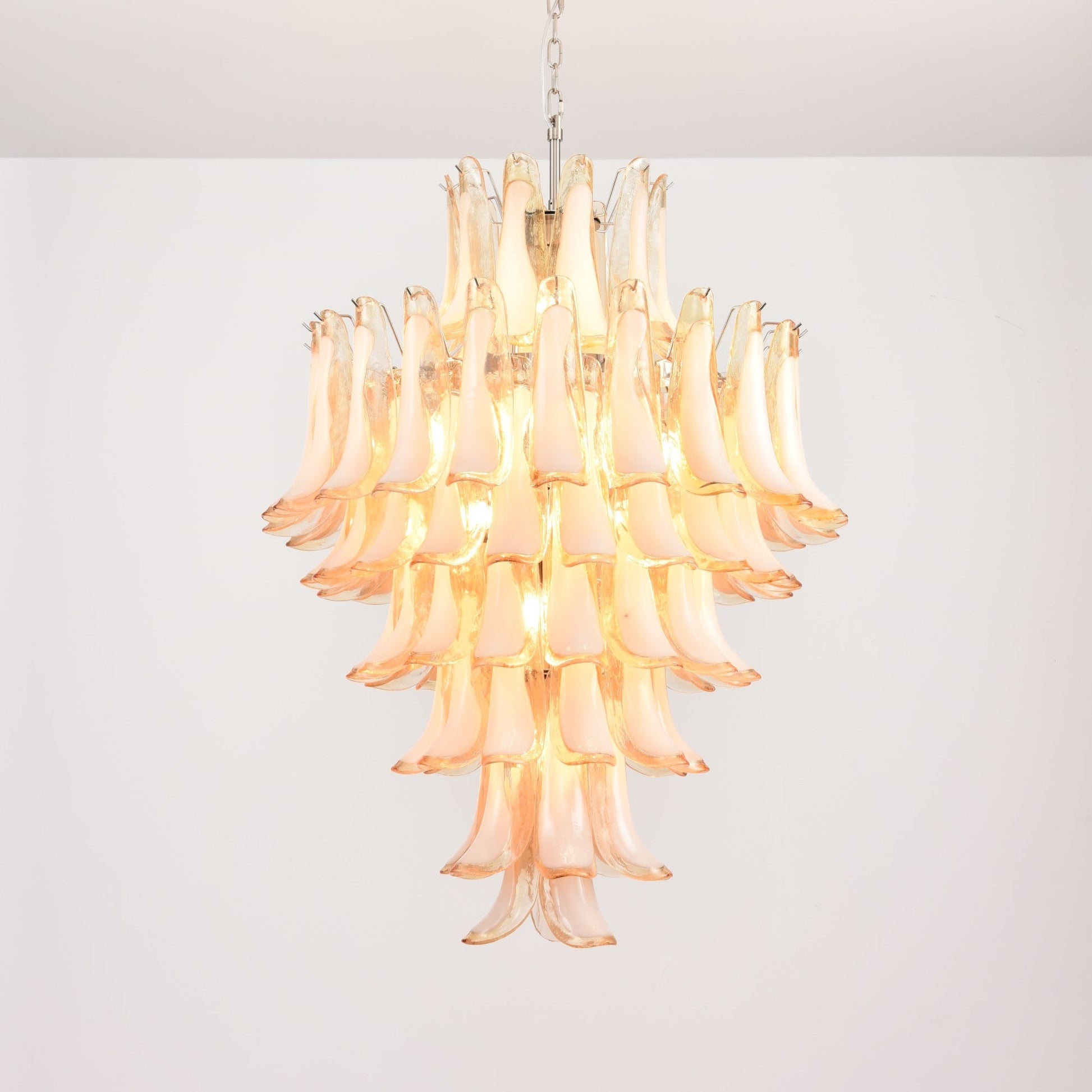 Aurora Chandelier Amber Murano Glass Petal Layered Luxury - Blowlighting