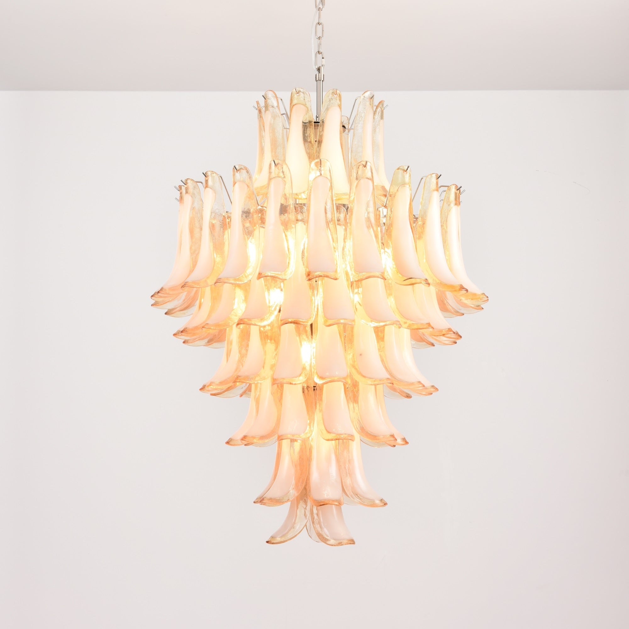 Aurora Chandelier Amber Murano Glass Petal Layered Luxury - Blowlighting