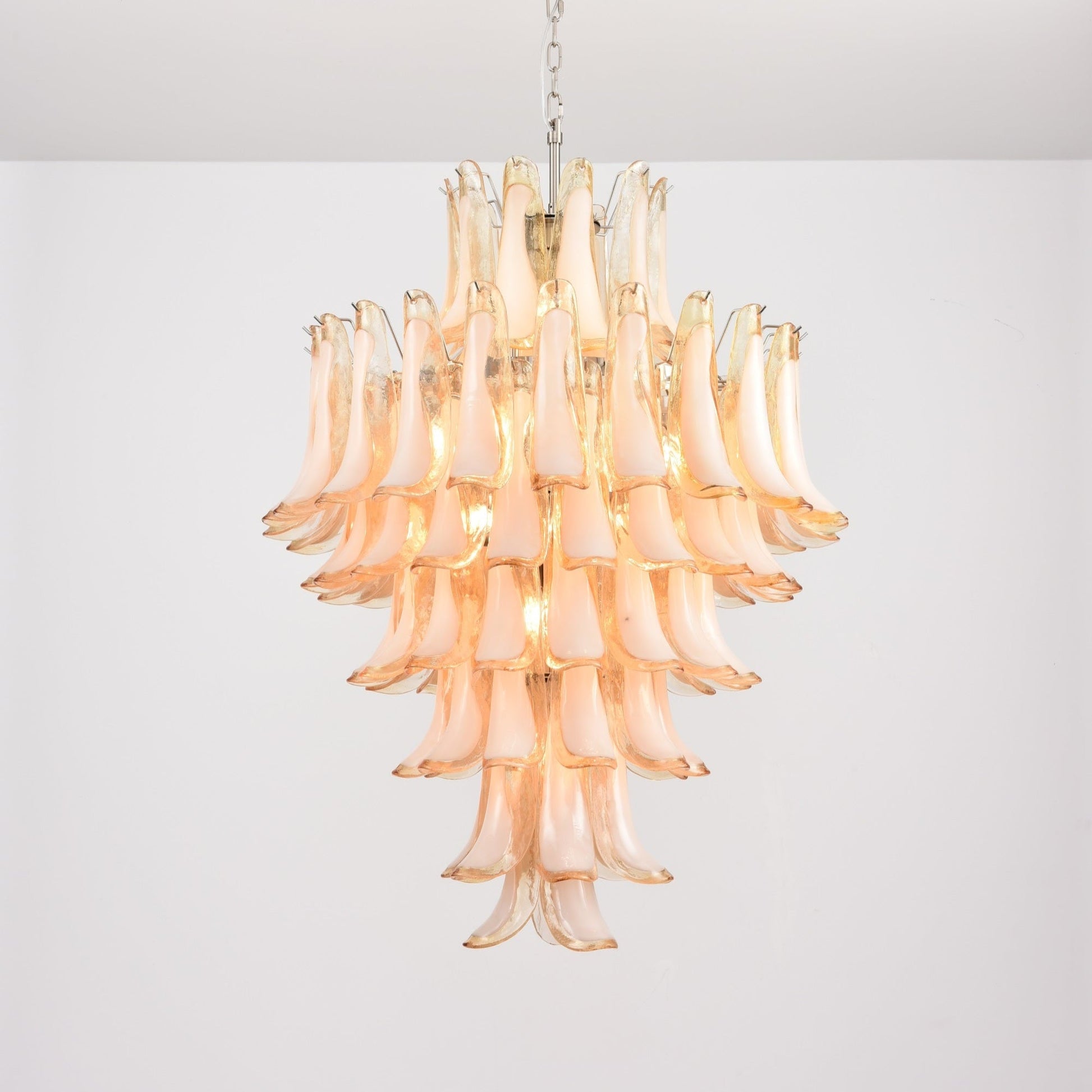 Aurora Chandelier Amber Murano Glass Petal Layered Luxury - Blowlighting