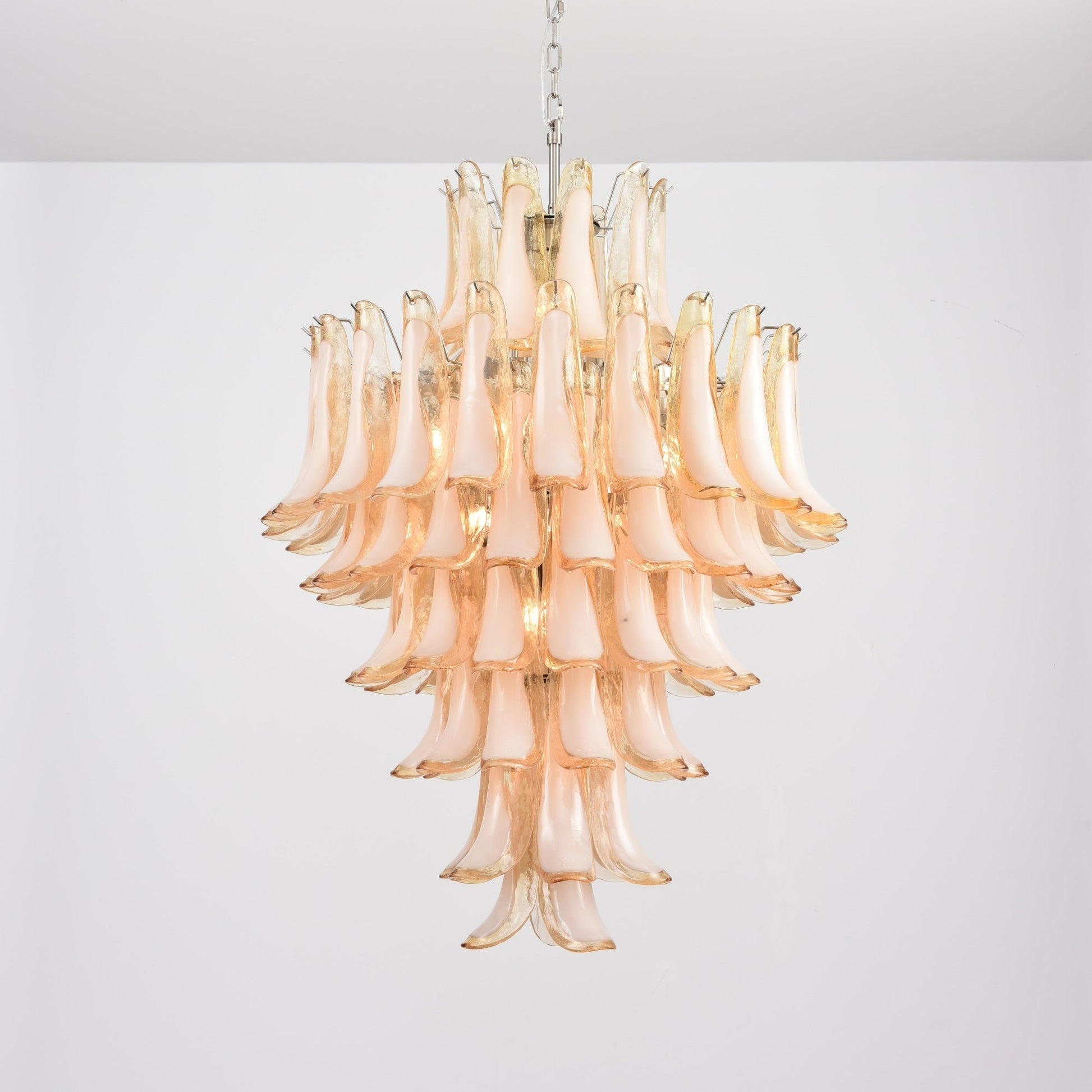 Aurora Chandelier Amber Murano Glass Petal Layered Luxury - Blowlighting