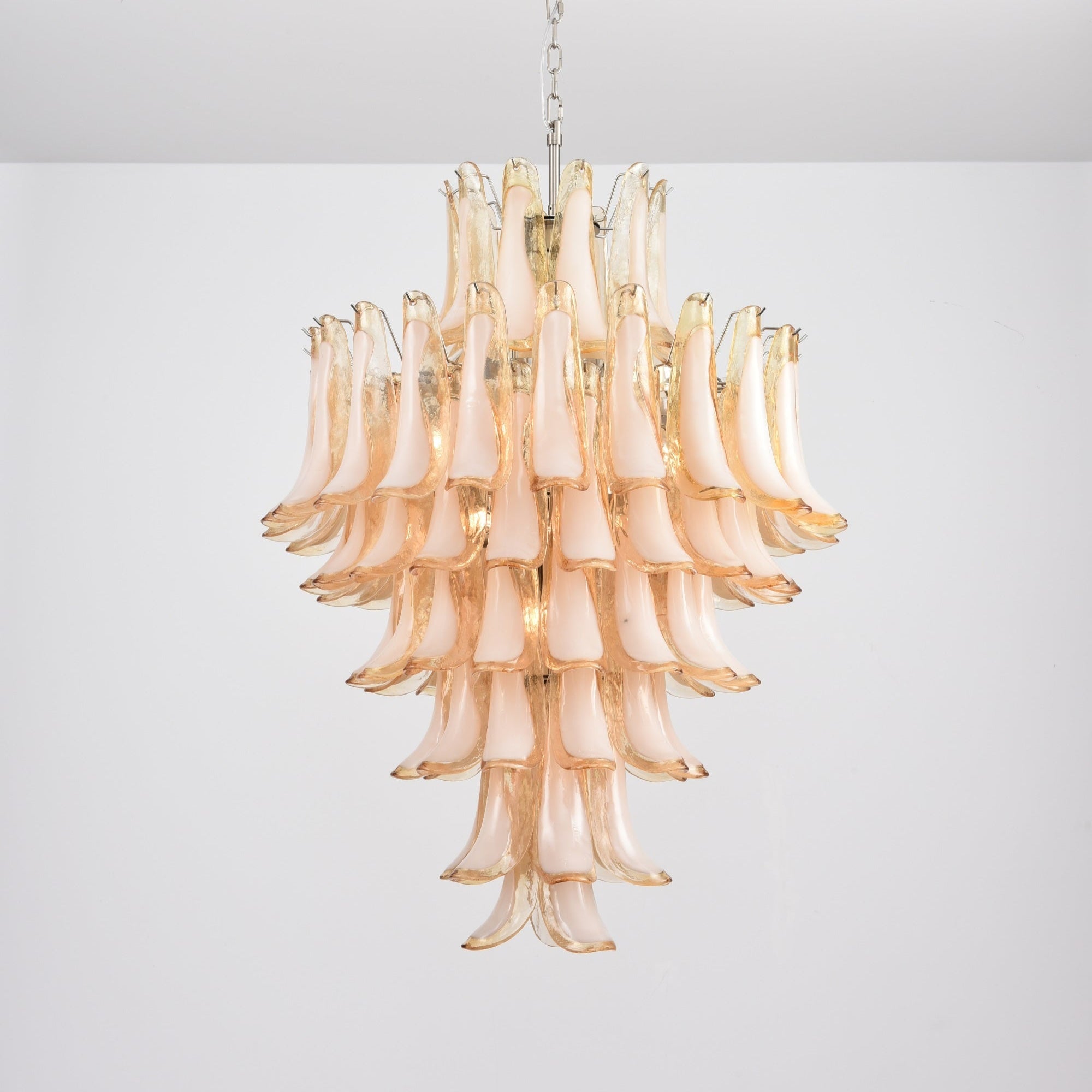 Aurora Chandelier Amber Murano Glass Petal Layered Luxury - Blowlighting
