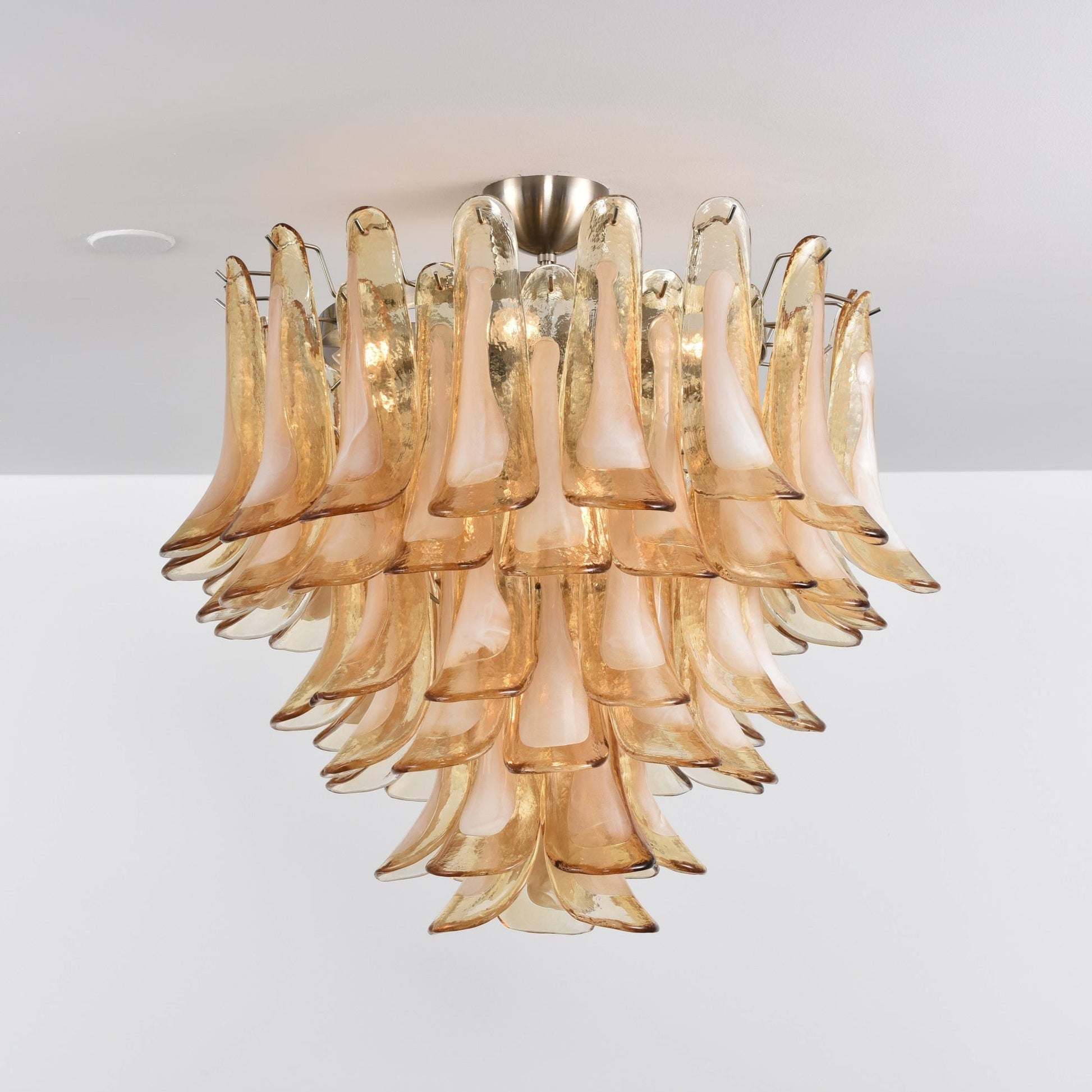 Aurora Ceiling Lamp Amber Petal Glass Layered Vintage - Blowlighting