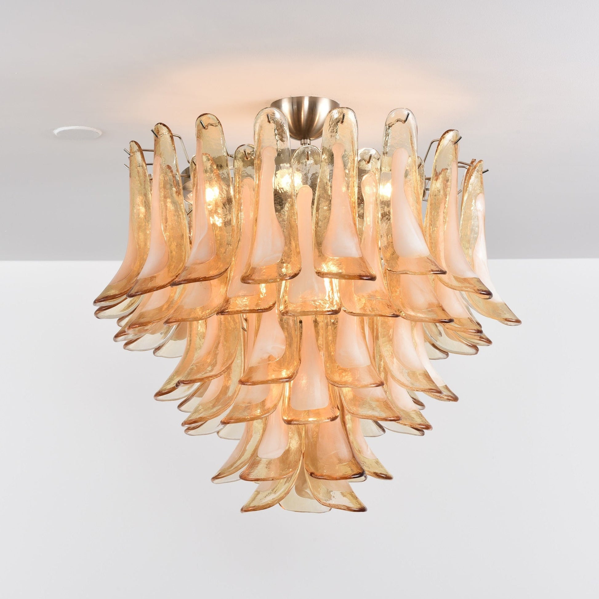 Aurora Ceiling Lamp Amber Petal Glass Layered Vintage - Blowlighting