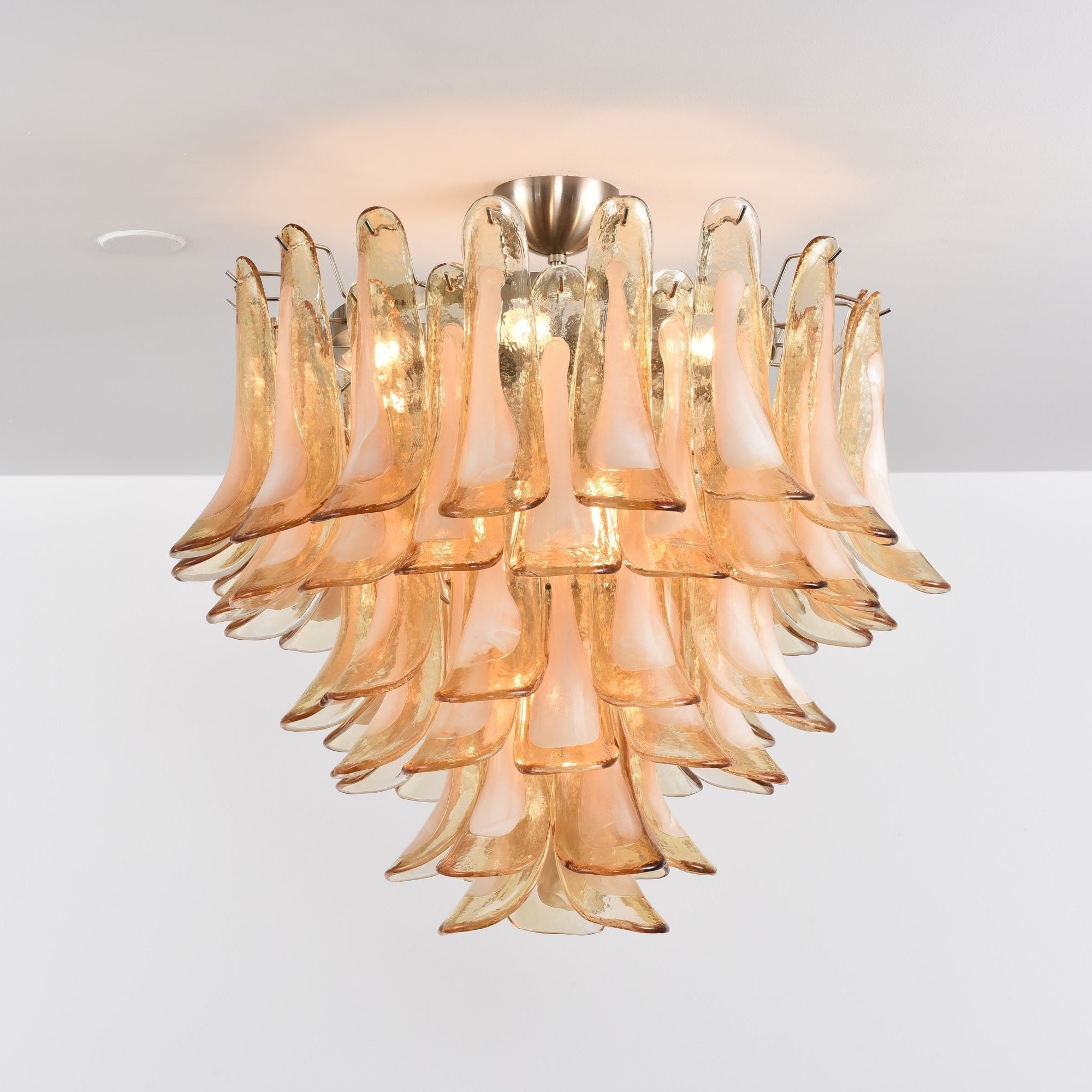 Aurora Ceiling Lamp Amber Petal Glass Layered Vintage - Blowlighting