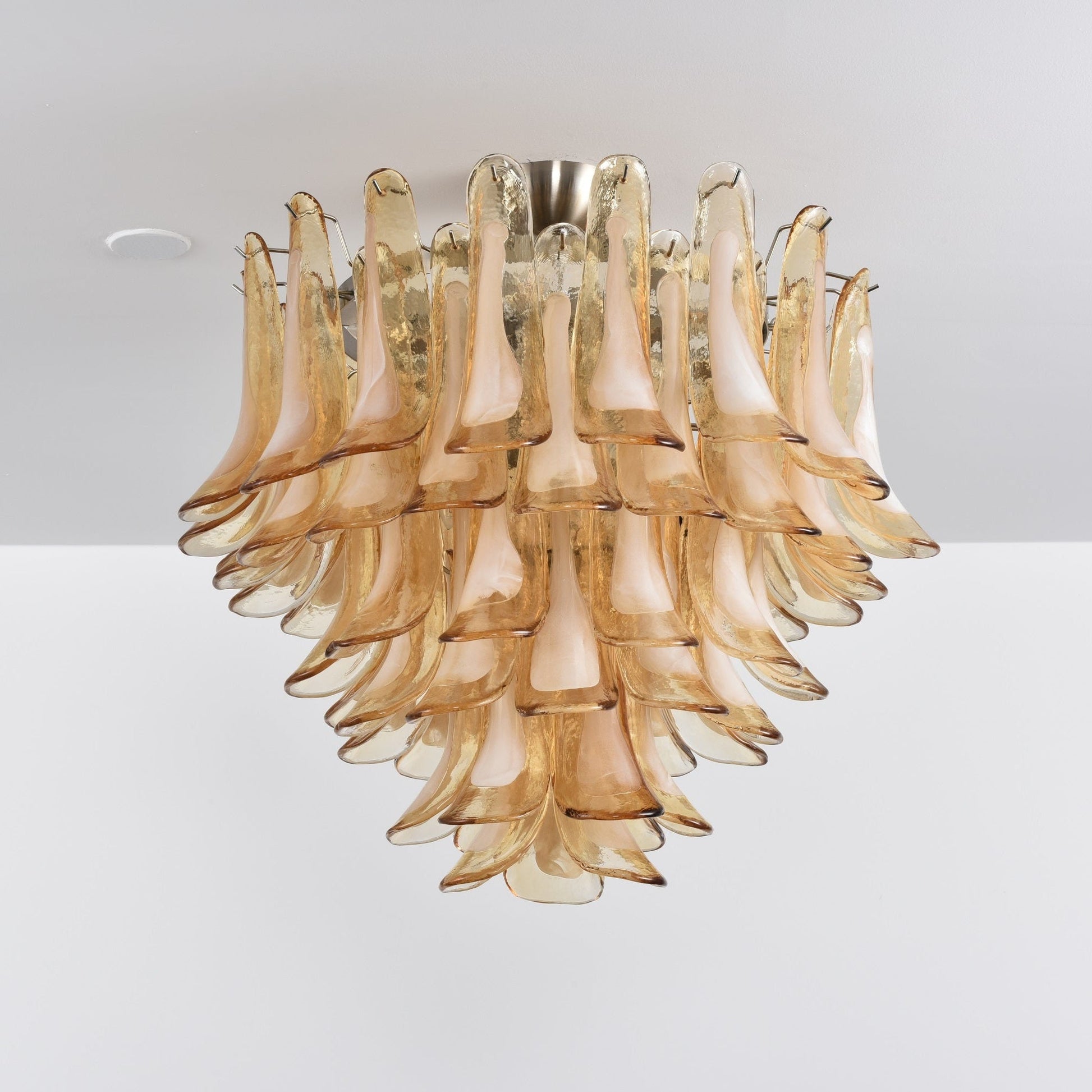 Aurora Ceiling Lamp Amber Petal Glass Layered Vintage - Blowlighting