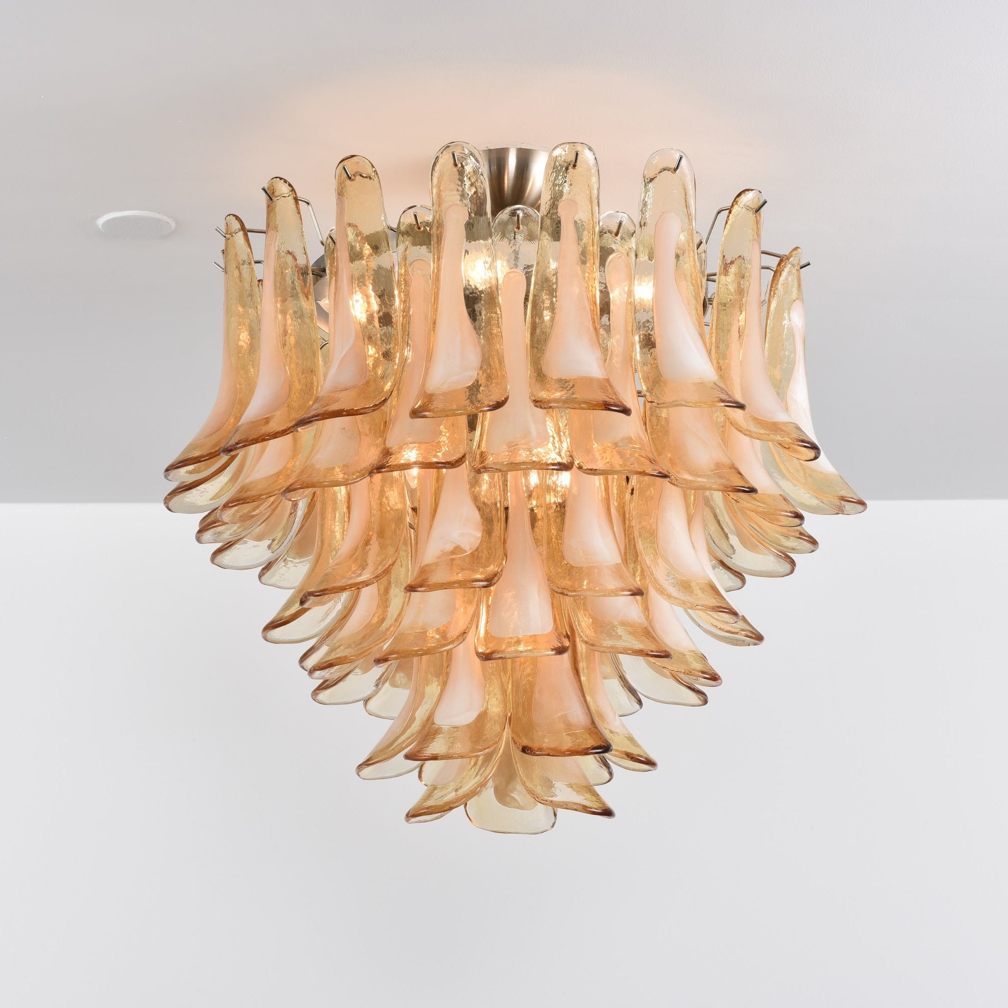 Aurora Ceiling Lamp Amber Petal Glass Layered Vintage - Blowlighting