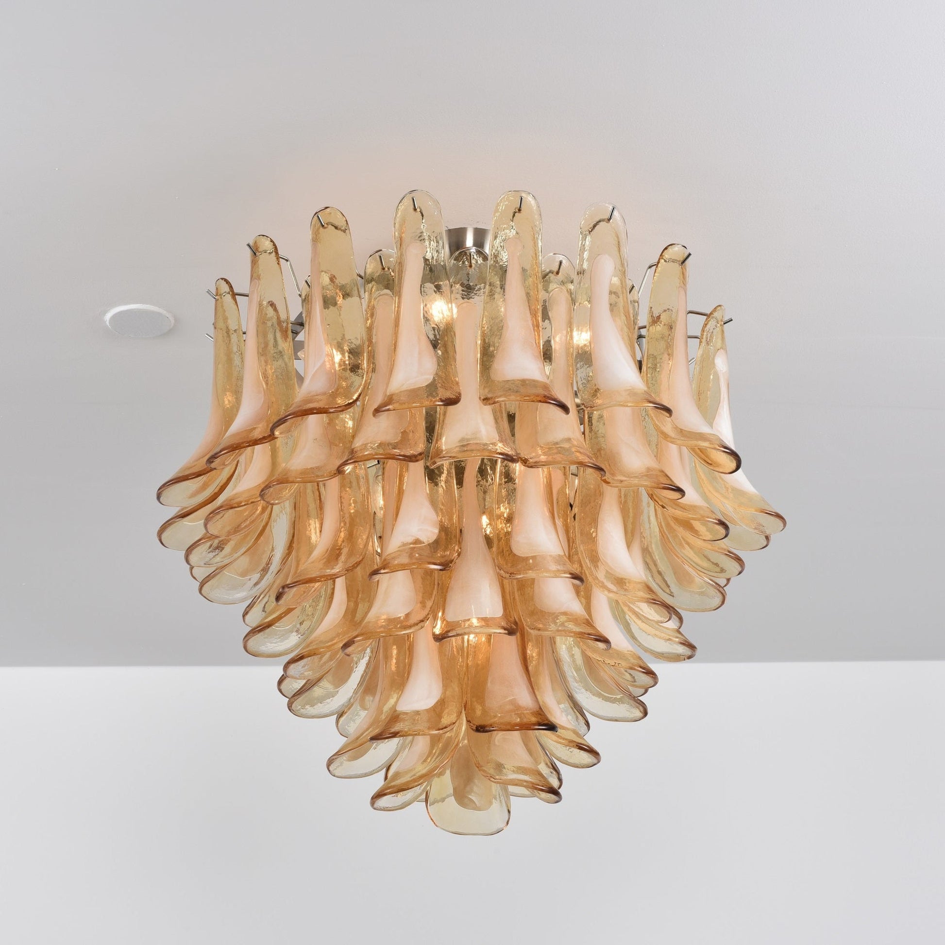 Aurora Ceiling Lamp Amber Petal Glass Layered Vintage - Blowlighting