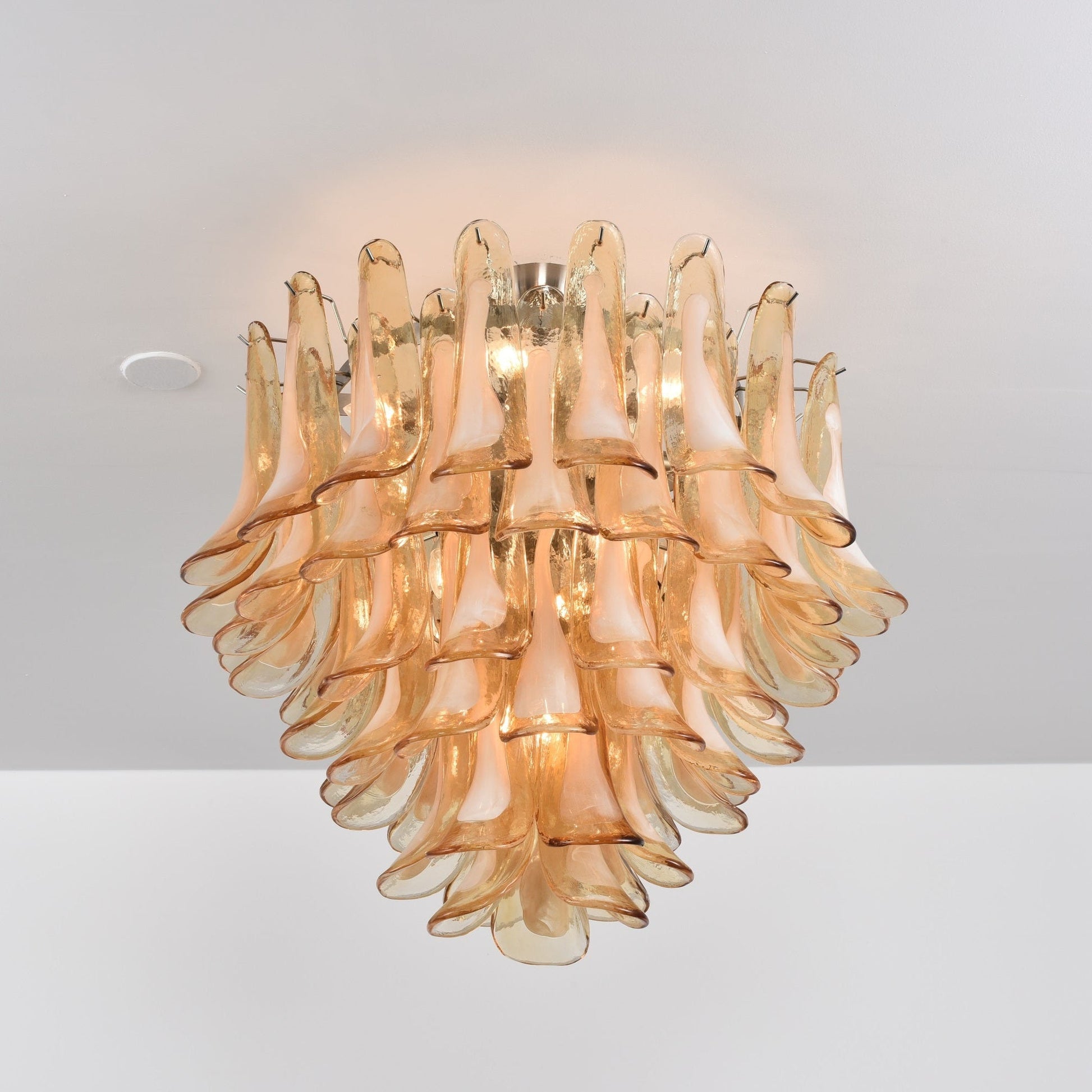 Aurora Ceiling Lamp Amber Petal Glass Layered Vintage - Blowlighting