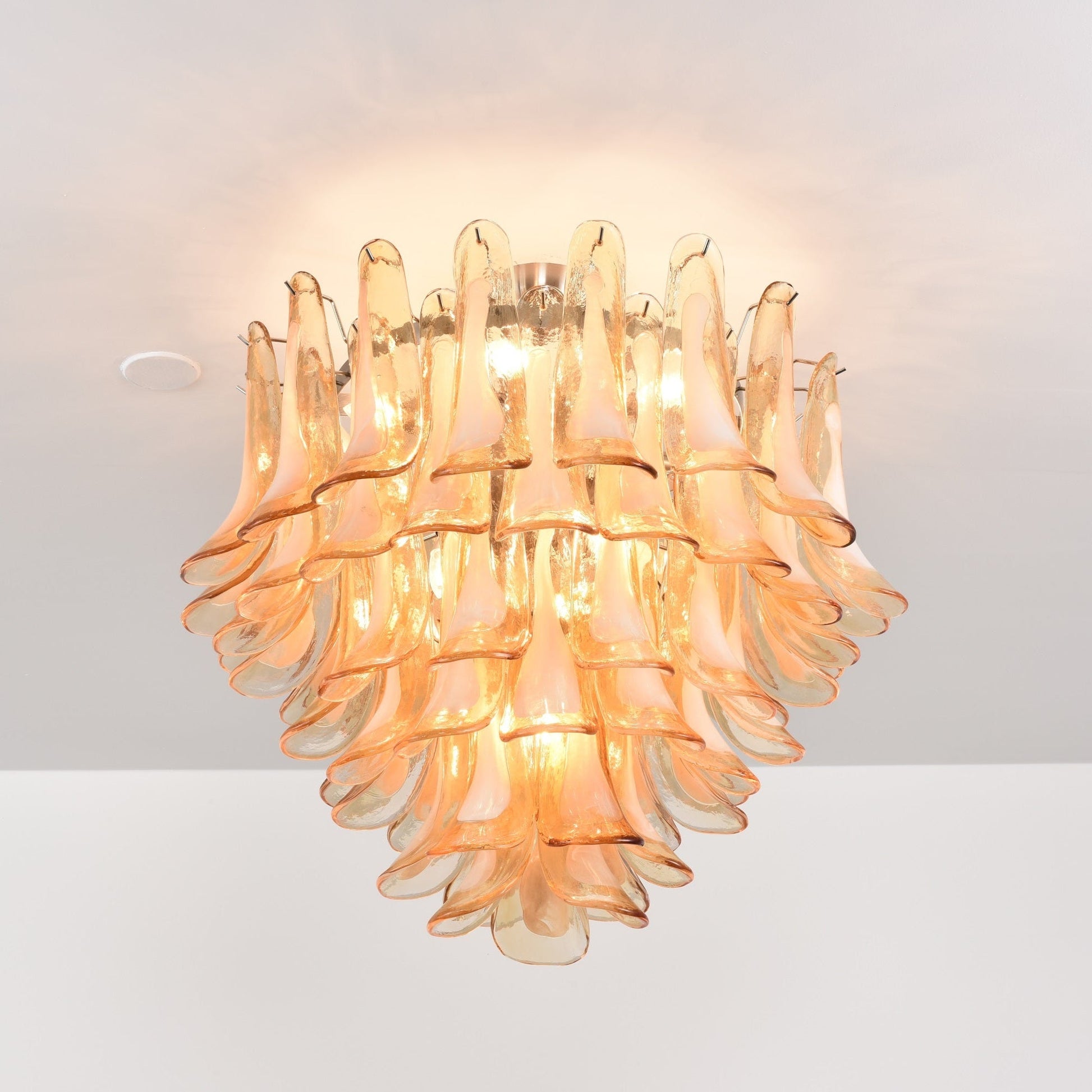 Aurora Ceiling Lamp Amber Petal Glass Layered Vintage - Blowlighting
