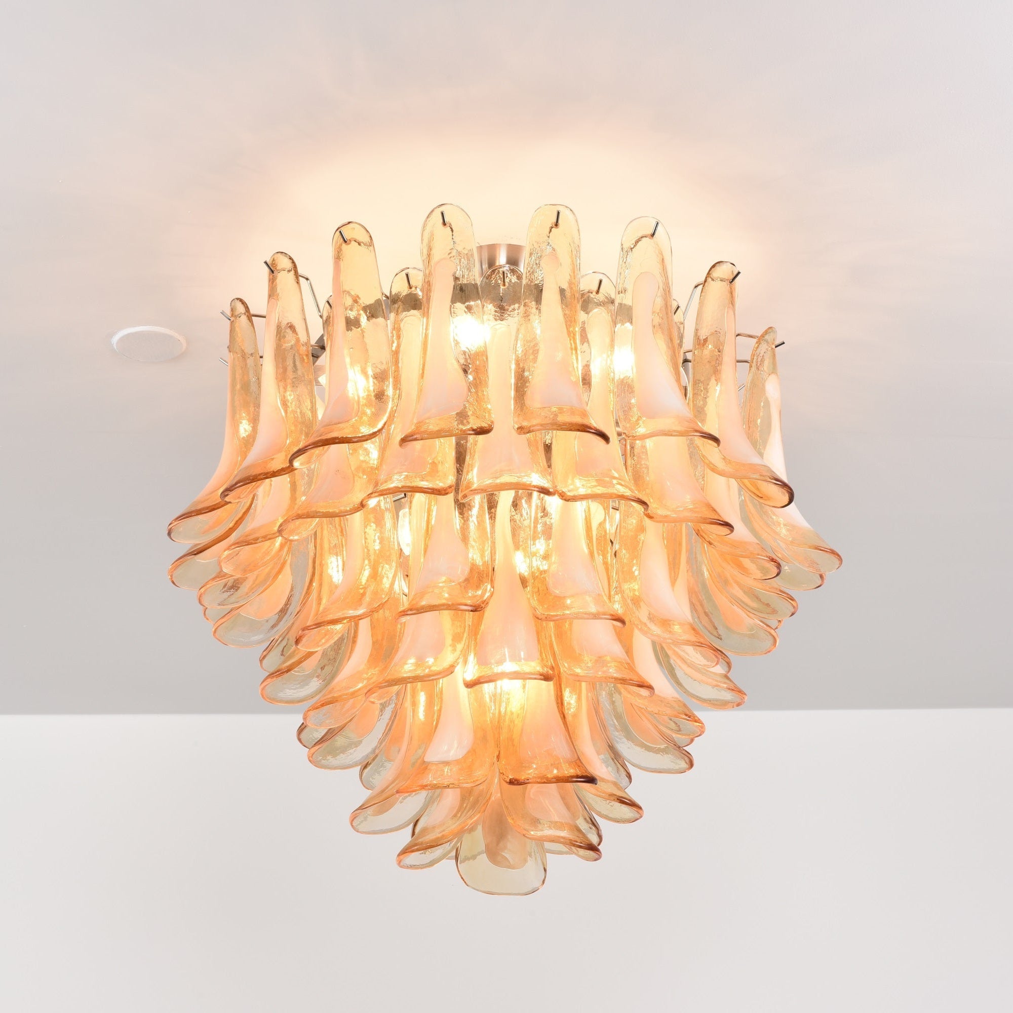 Aurora Ceiling Lamp Amber Petal Glass Layered Vintage - Blowlighting