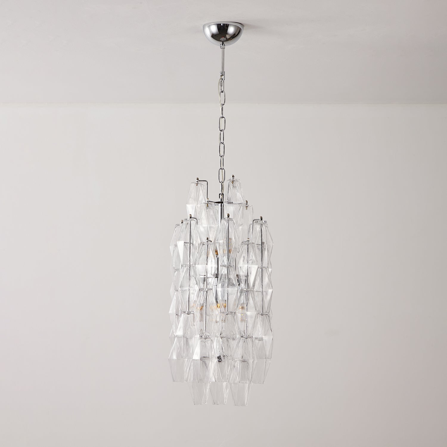 Aurora Chandelier Amber Prism Long Cascading Glass Vintage - Blowlighting