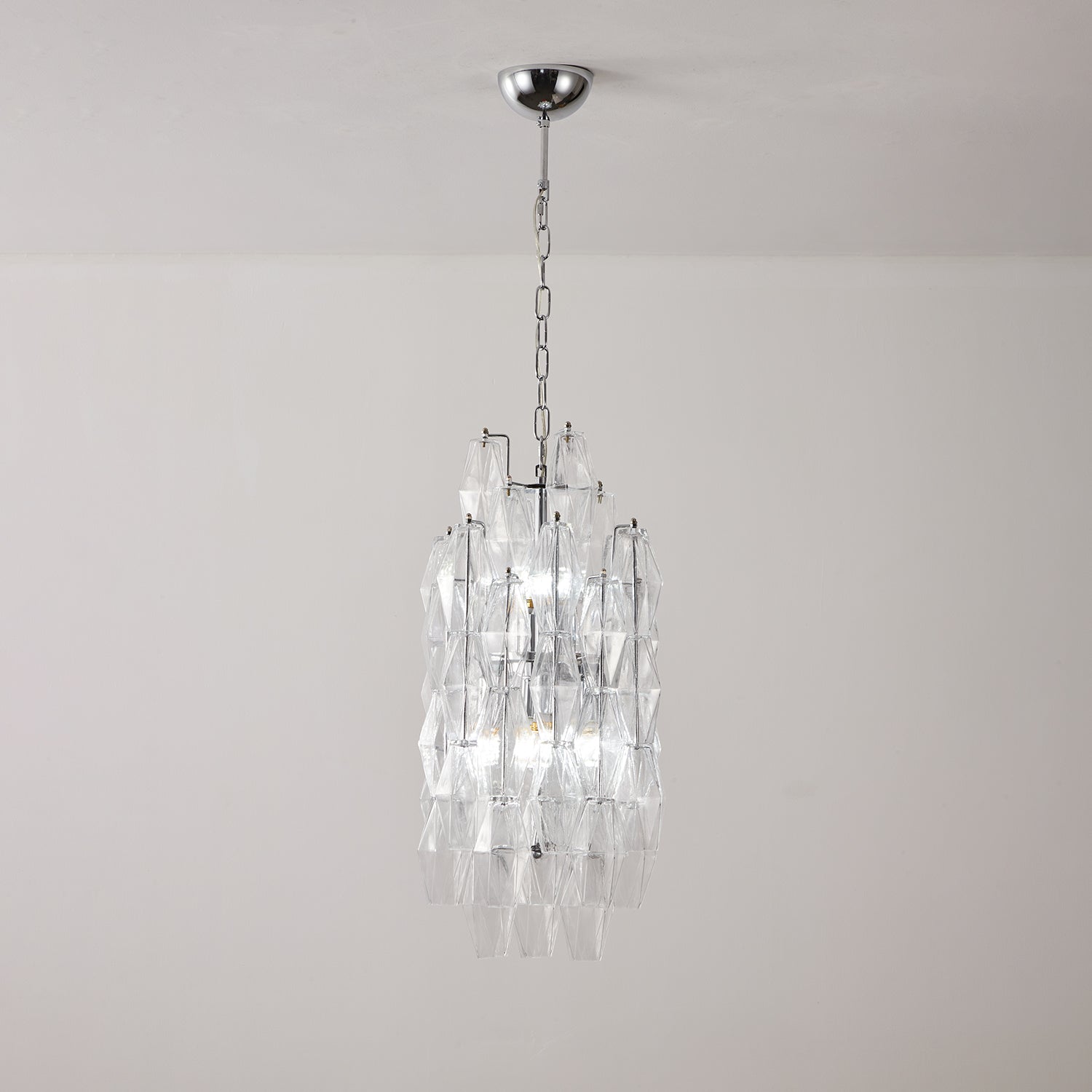 Aurora Chandelier Amber Prism Long Cascading Glass Vintage - Blowlighting