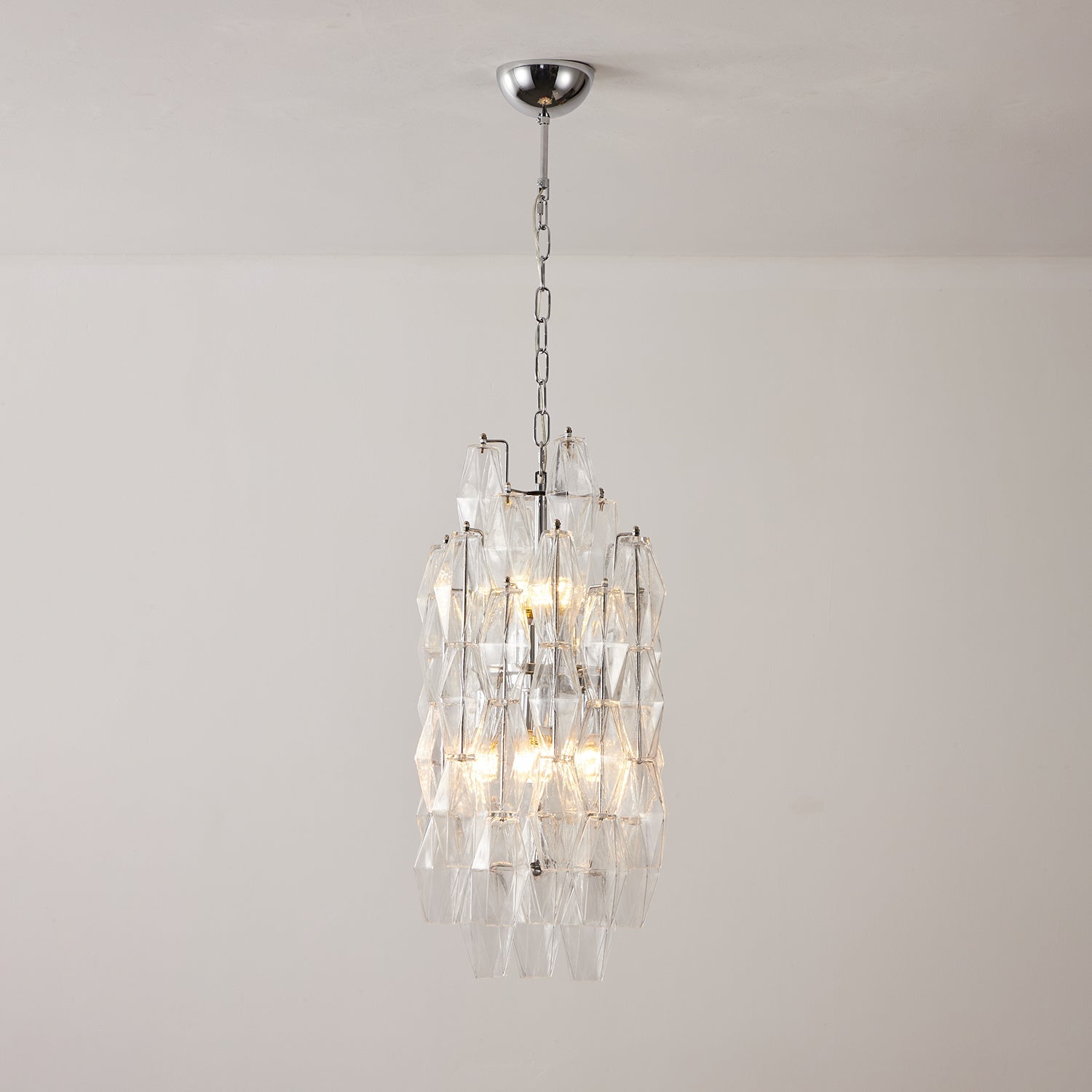Aurora Chandelier Amber Prism Long Cascading Glass Vintage - Blowlighting