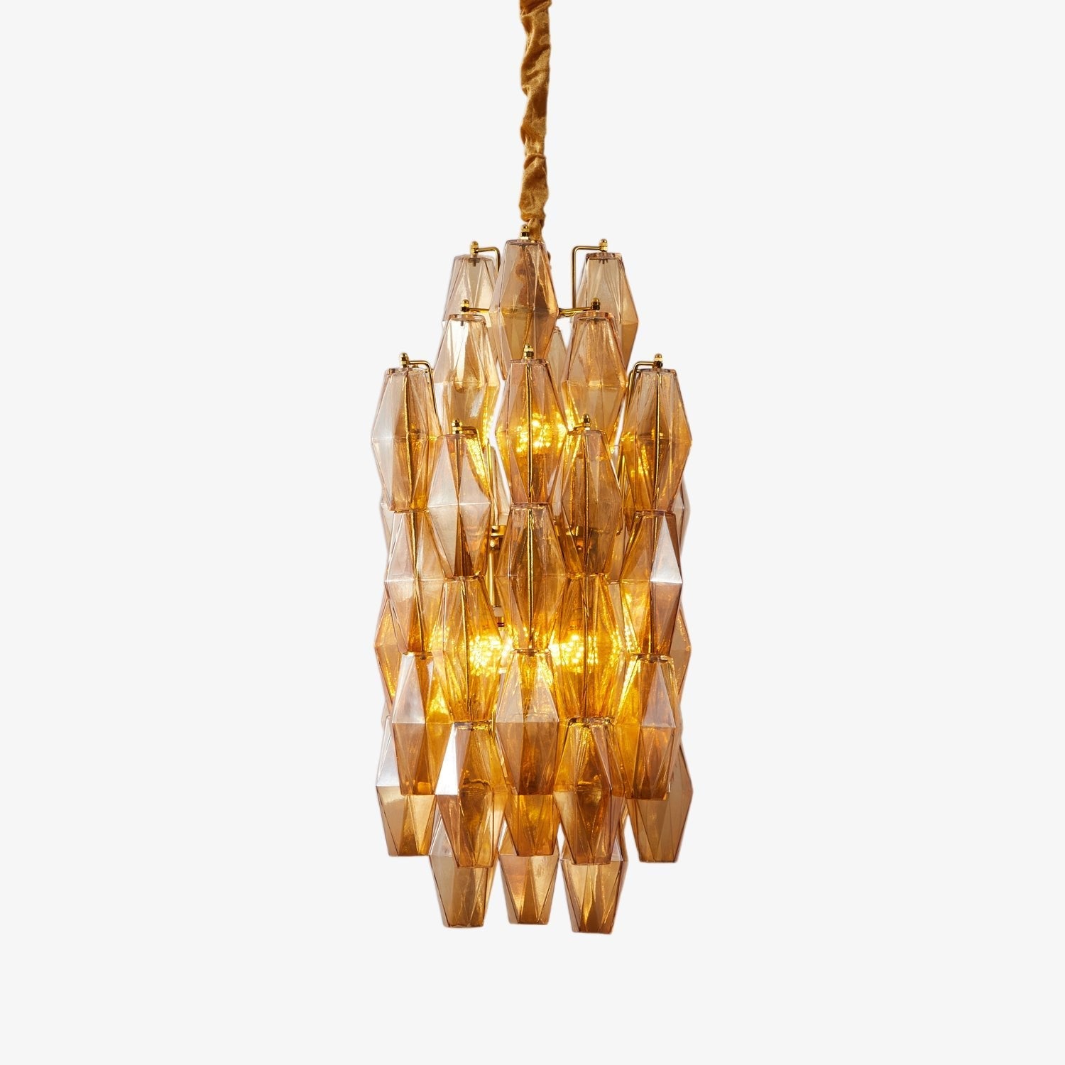 Aurora Chandelier Amber Prism Long Cascading Glass Vintage - Blowlighting