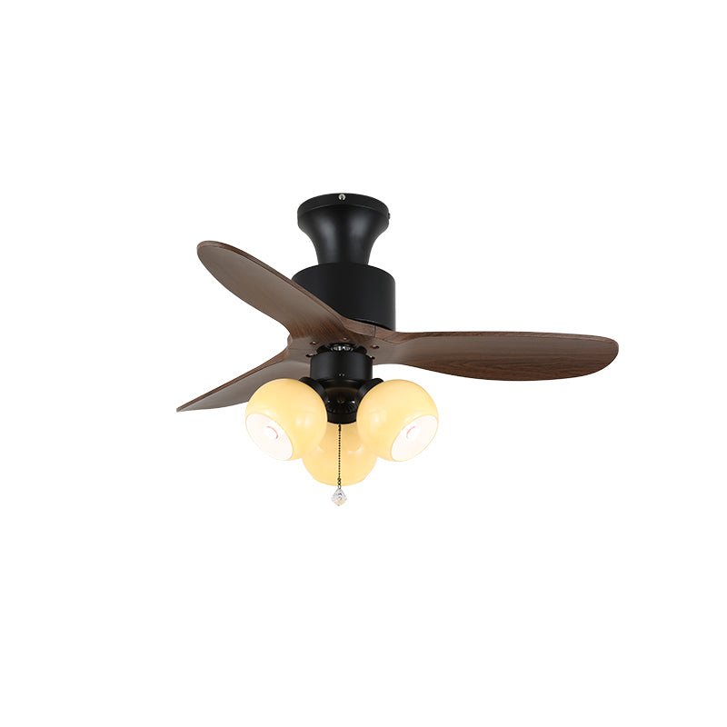 Serena Vintage Glass Wood Ceiling Fan Light - Blowlighting