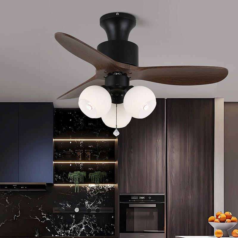 Serena Vintage Glass Wood Ceiling Fan Light - Blowlighting