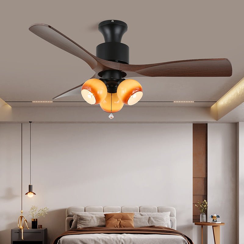 Serena Vintage Glass Wood Ceiling Fan Light - Blowlighting