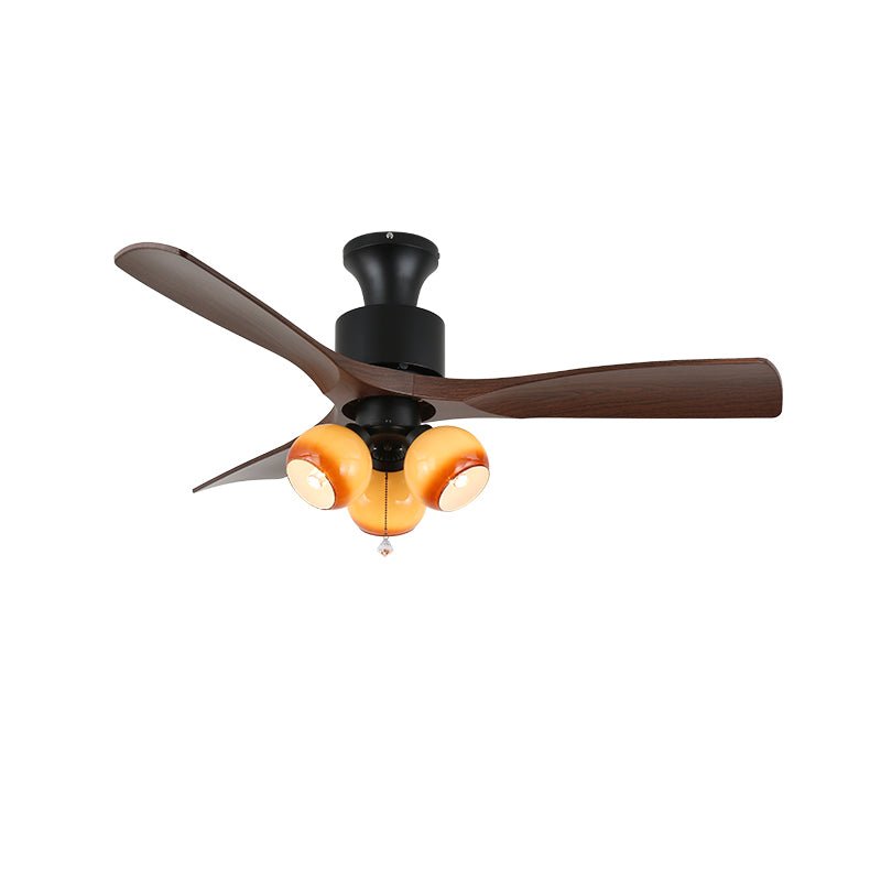 Serena Vintage Glass Wood Ceiling Fan Light - Blowlighting