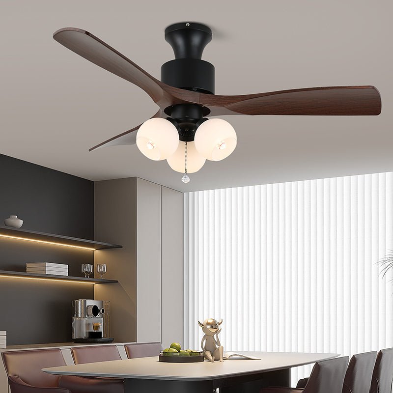 Serena Vintage Glass Wood Ceiling Fan Light - Blowlighting