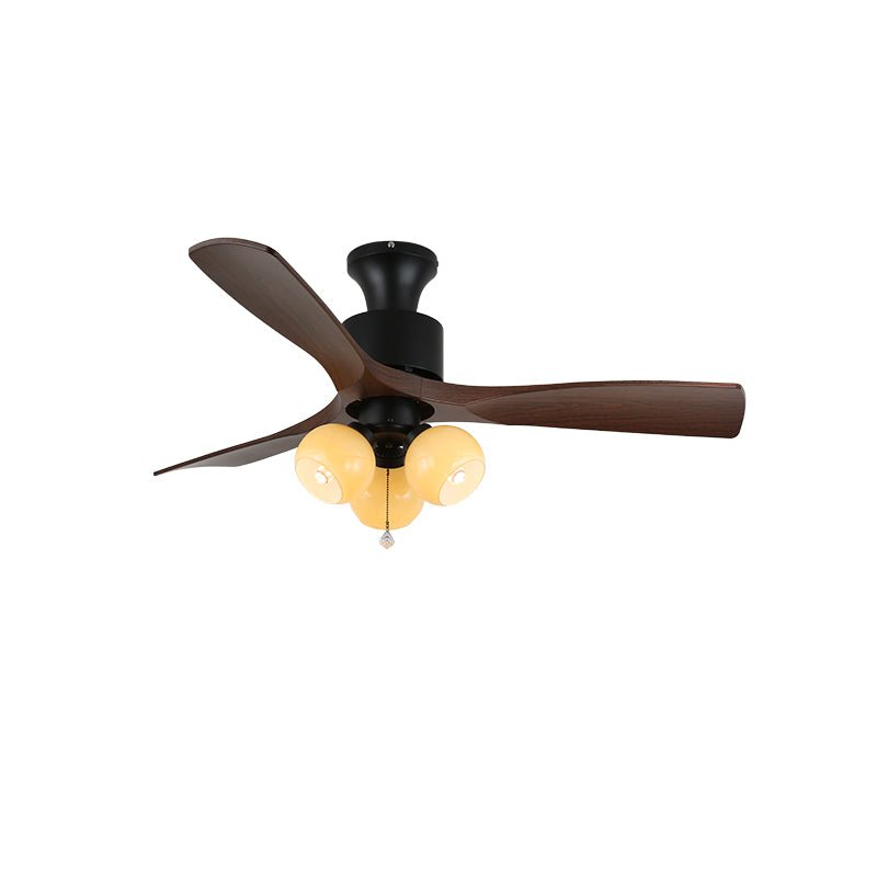 Serena Vintage Glass Wood Ceiling Fan Light - Blowlighting