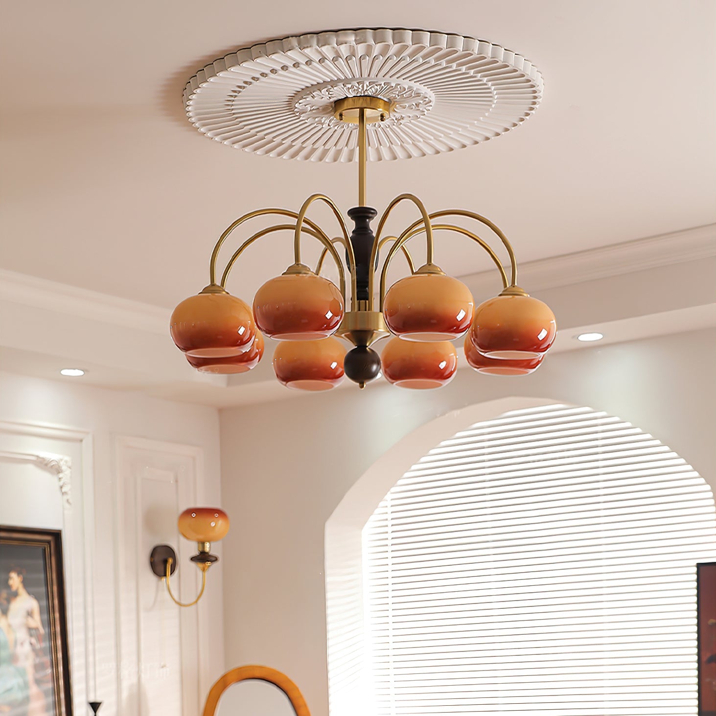 Aurora Chandelier Amberly Arch Curved Arms - Blowlighting