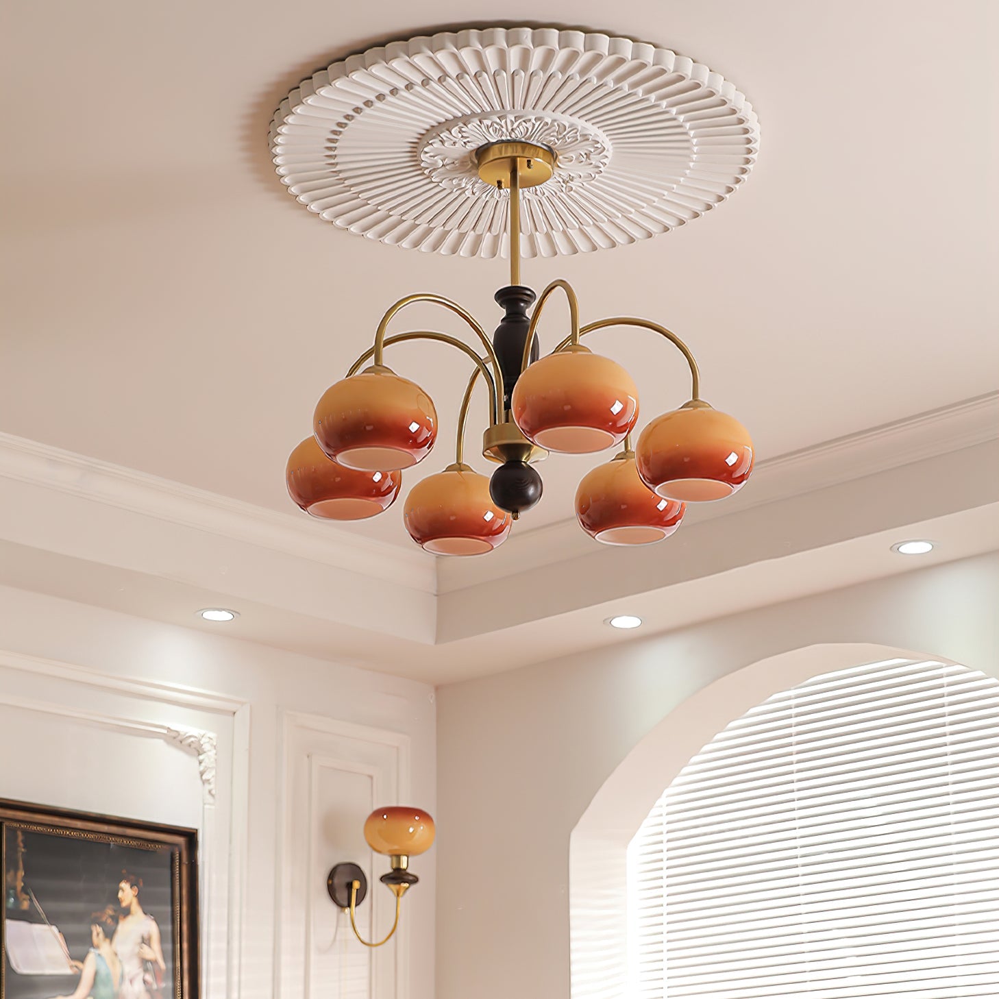 Aurora Chandelier Amberly Arch Curved Arms - Blowlighting