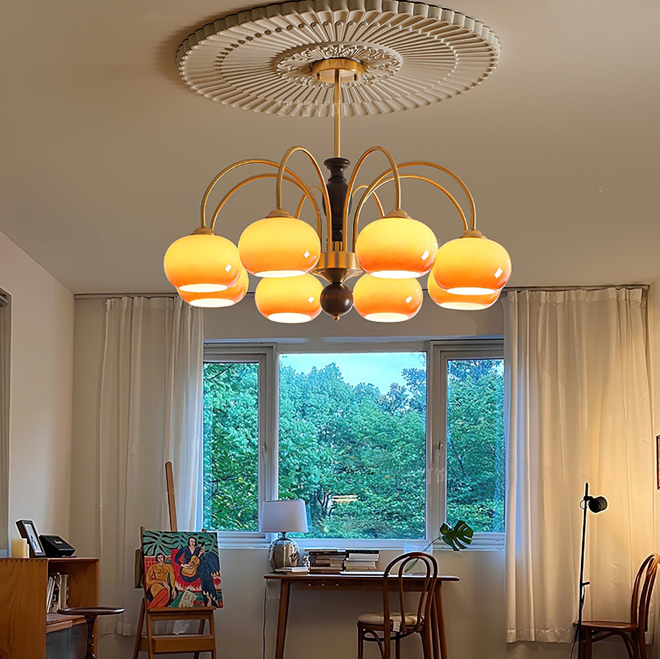 Aurora Chandelier Amberly Arch Curved Arms - Blowlighting