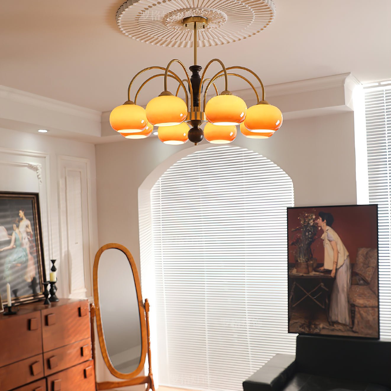Aurora Chandelier Amberly Arch Curved Arms - Blowlighting