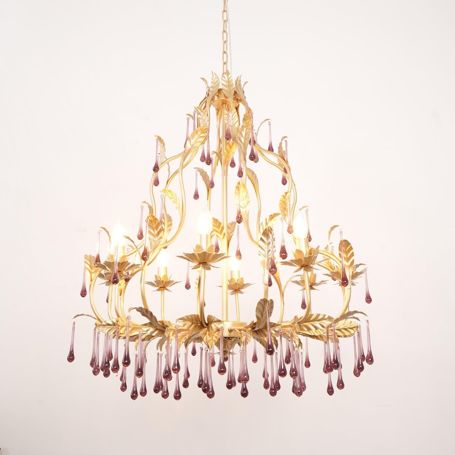 Amethyst Drops Glass Chandelier - Blowlighting