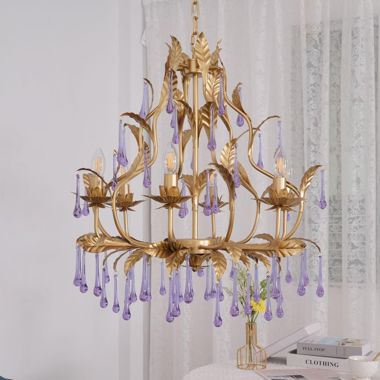 Amethyst Drops Glass Chandelier - Blowlighting