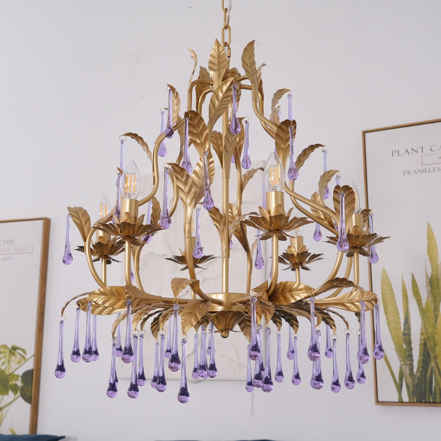 Amethyst Drops Glass Chandelier - Blowlighting
