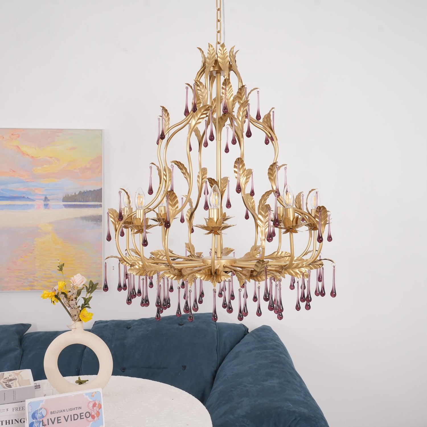 Amethyst Drops Glass Chandelier - Blowlighting
