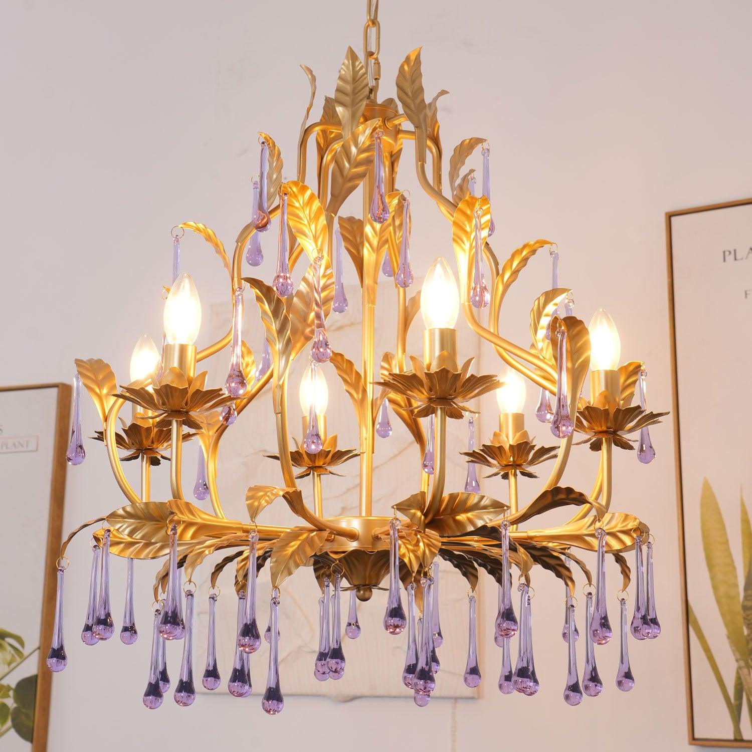 Amethyst Drops Glass Chandelier - Blowlighting